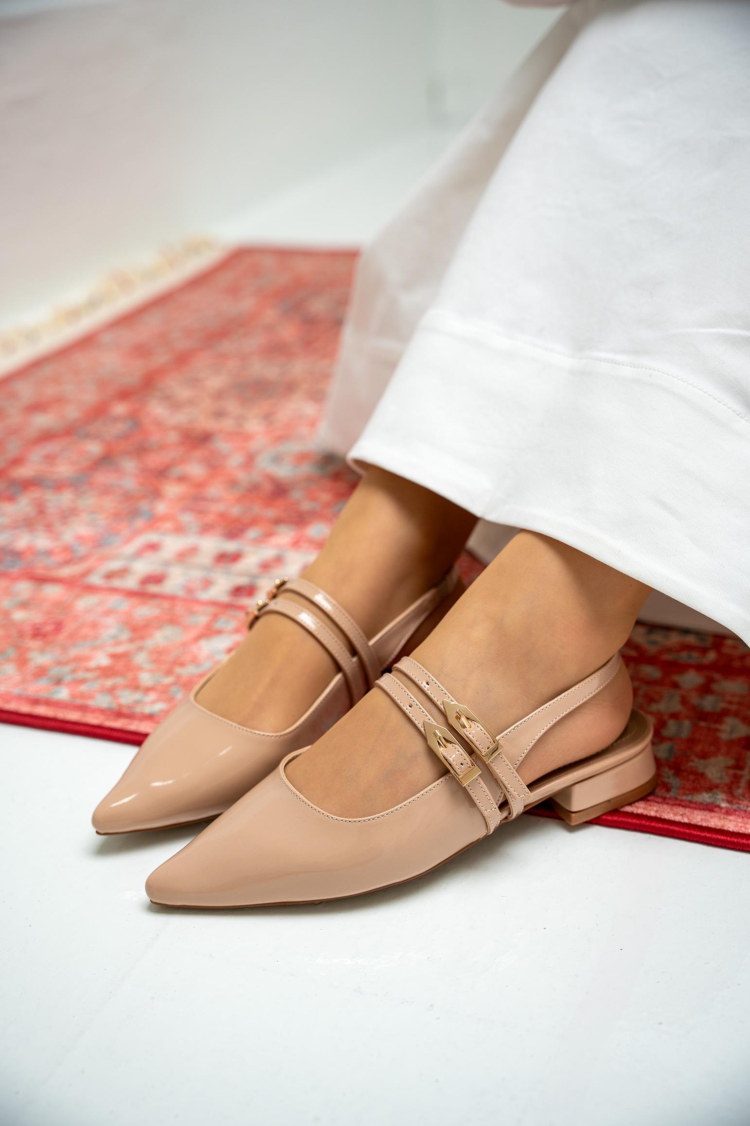 Holly Çift Toka Detaylı Babet - NUDE