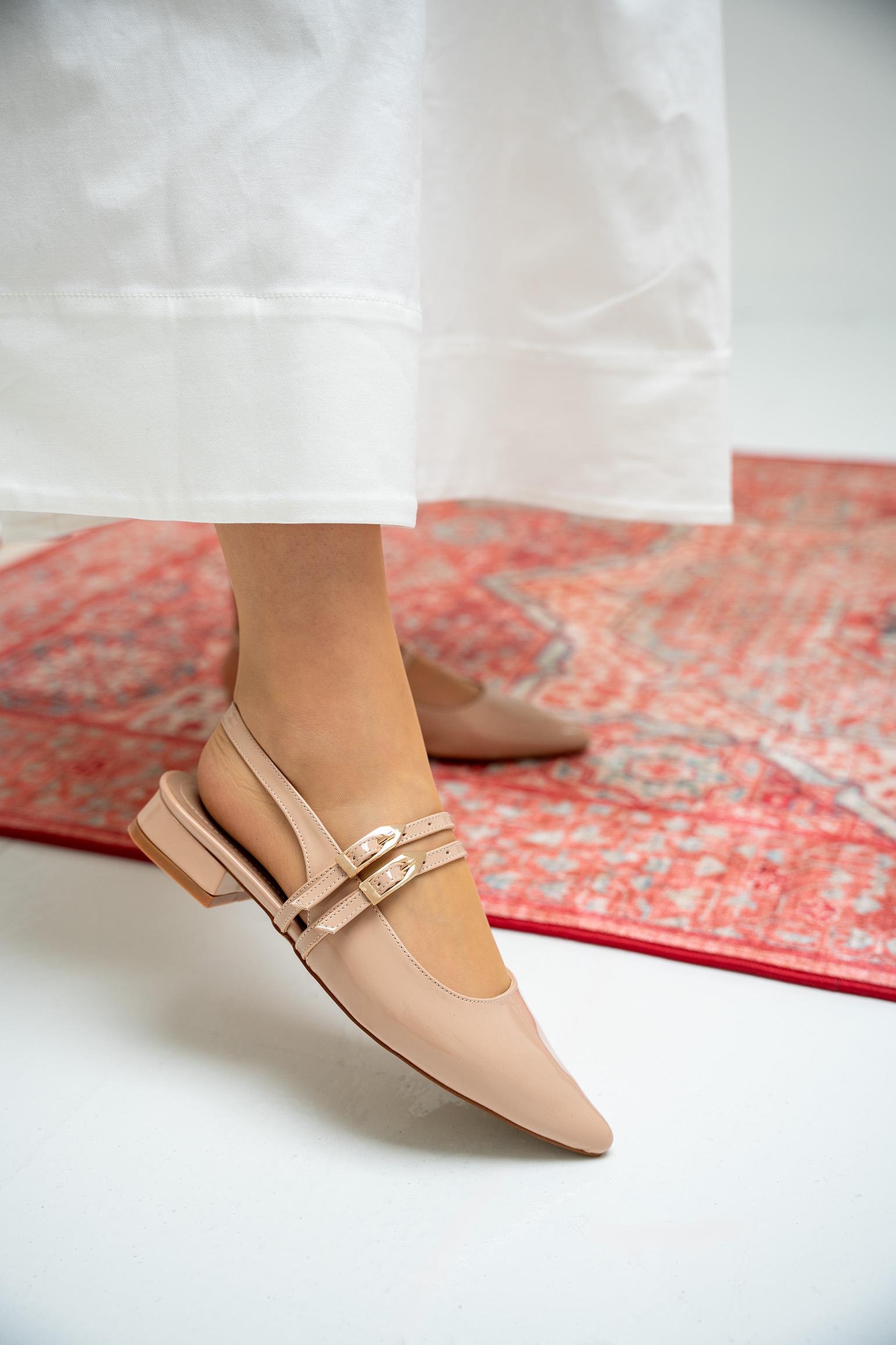 Holly Çift Toka Detaylı Babet - NUDE