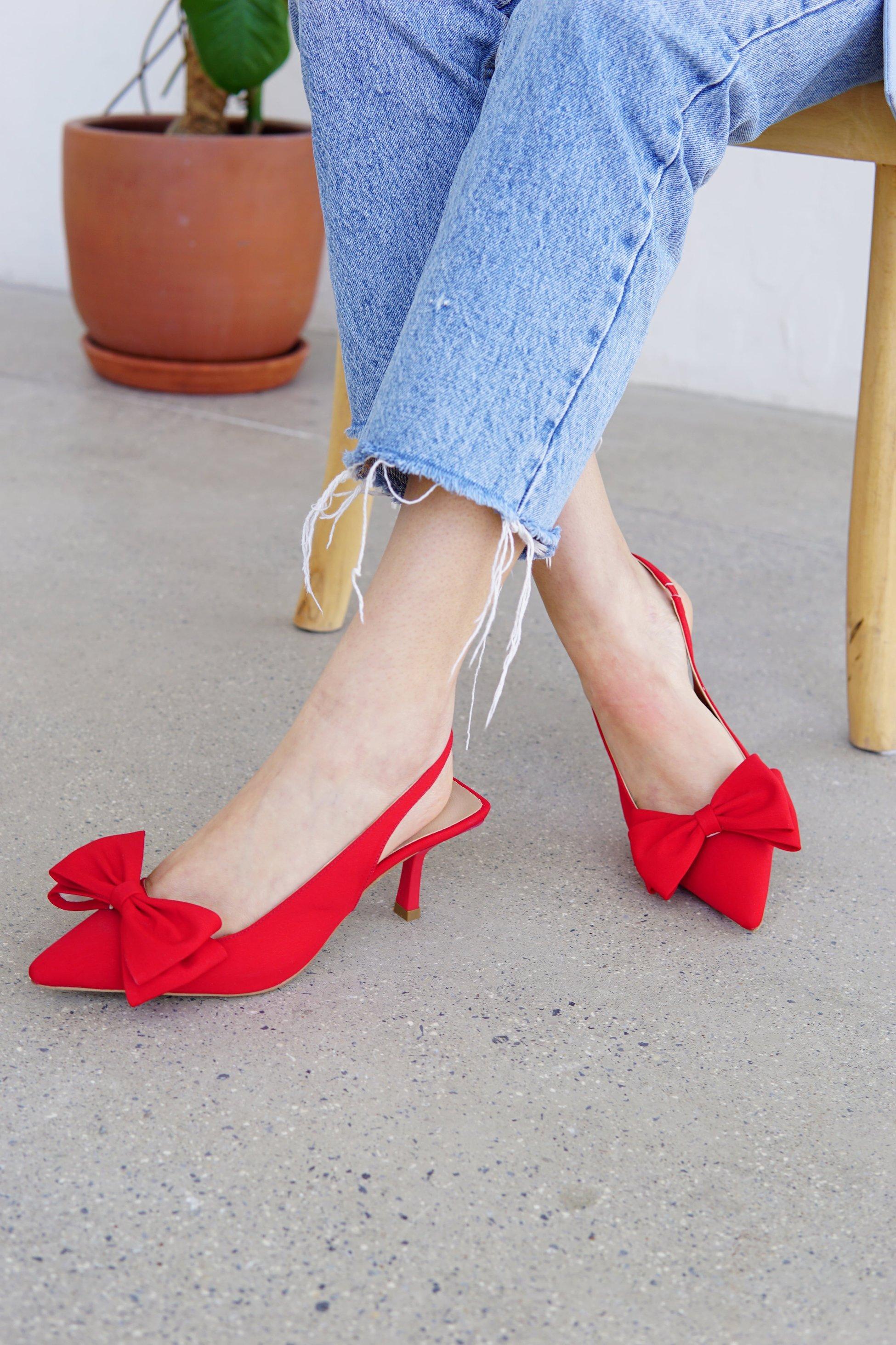 MARİBEL FİYONKLU TOPUKLU AYAKKABI - KIRMIZI