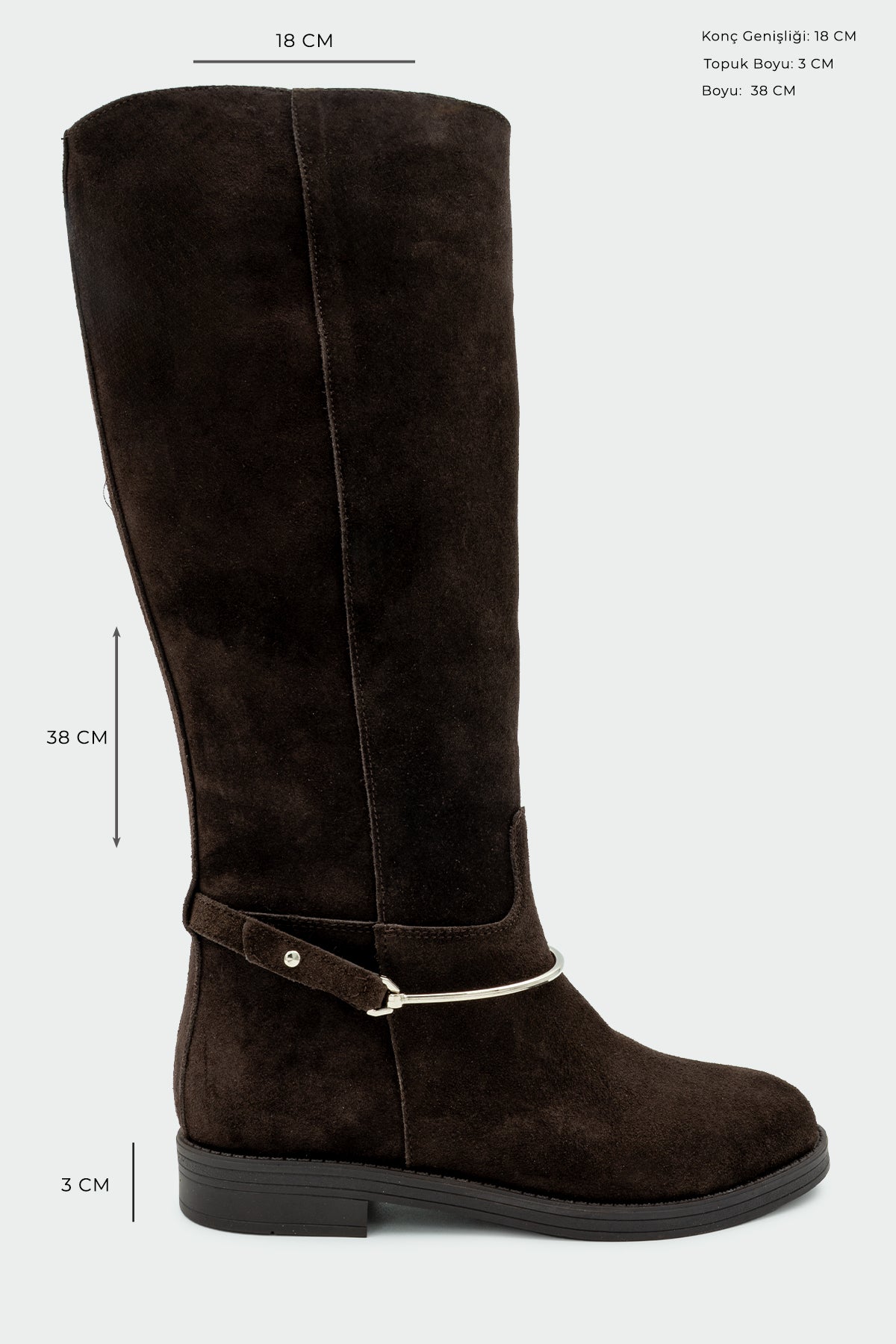 Steve Çıkarılabilir Gold Aksesuarlı Çizme - AcıKahve Süet