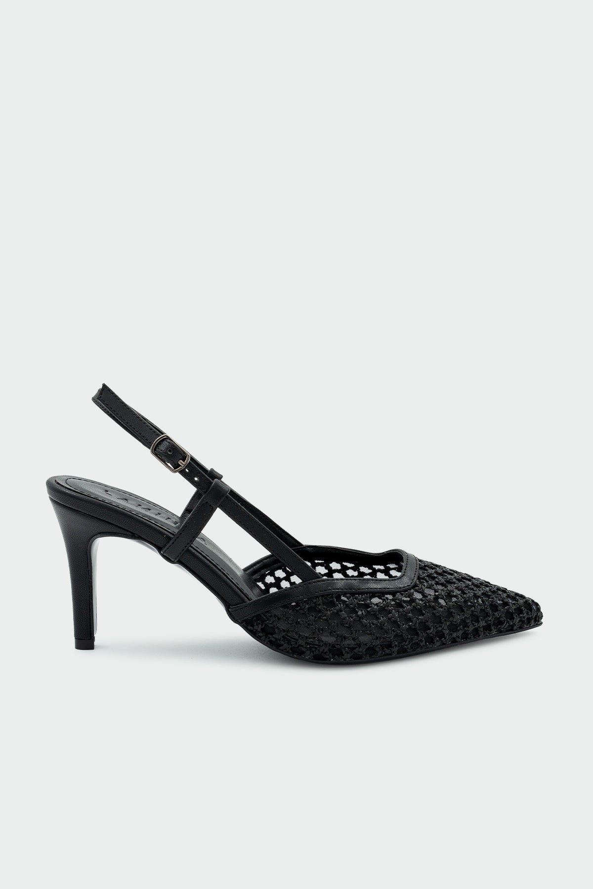 Just Hasır Detaylı Kadın Topuklu Ayakkabı - SİYAH