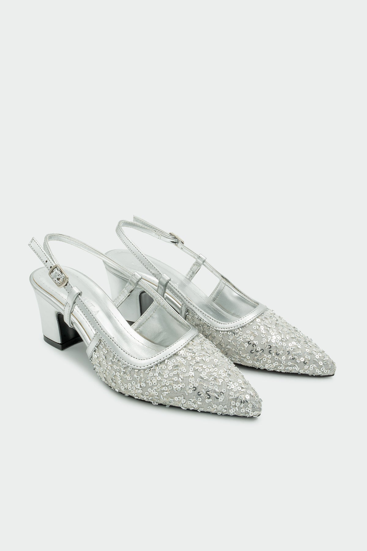 Zawin Pullu Kadın Topuklu Ayakkabı - Silver