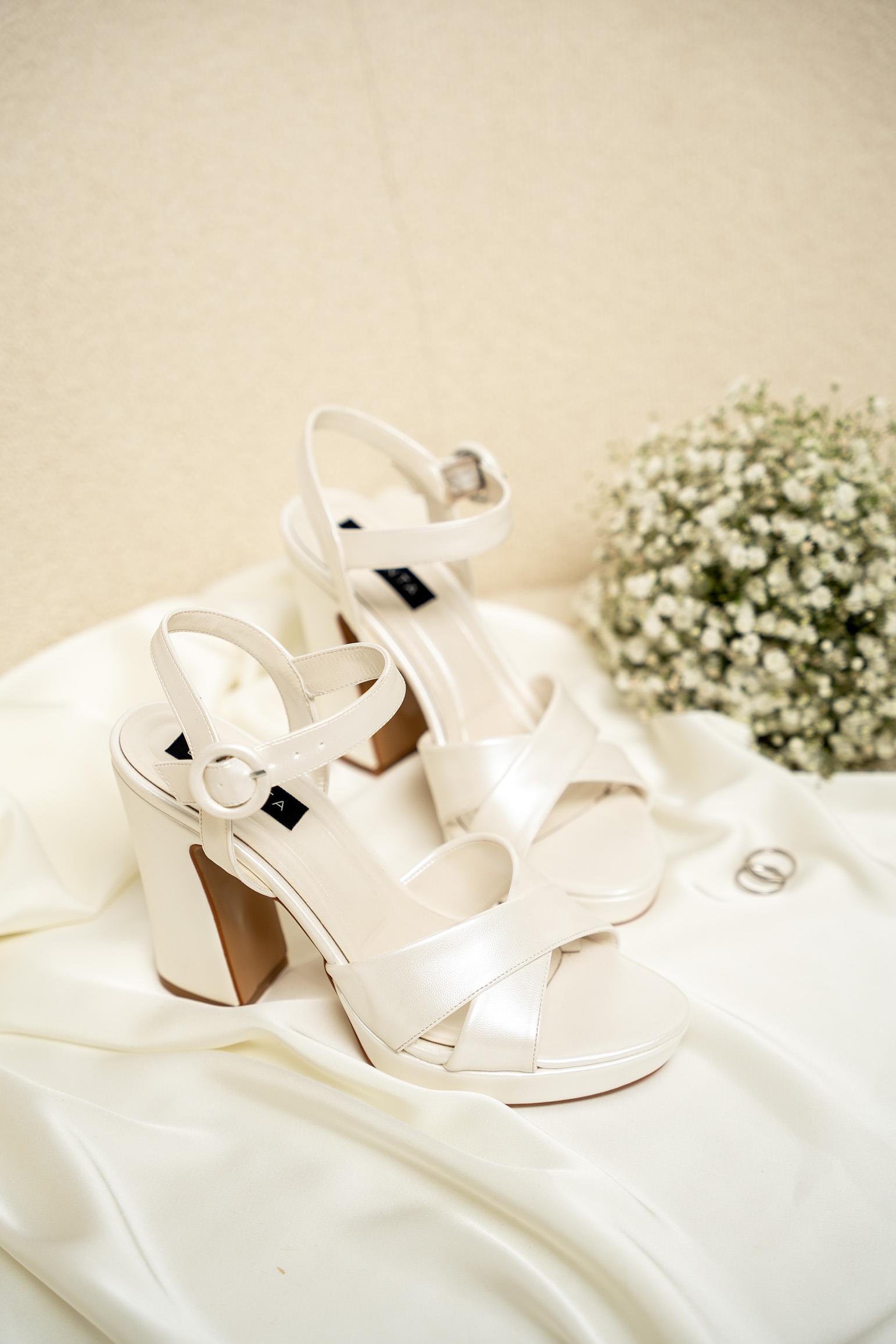 Tocha Platform Topuk Gelin Ayakkabısı - SEDEF BEYAZ