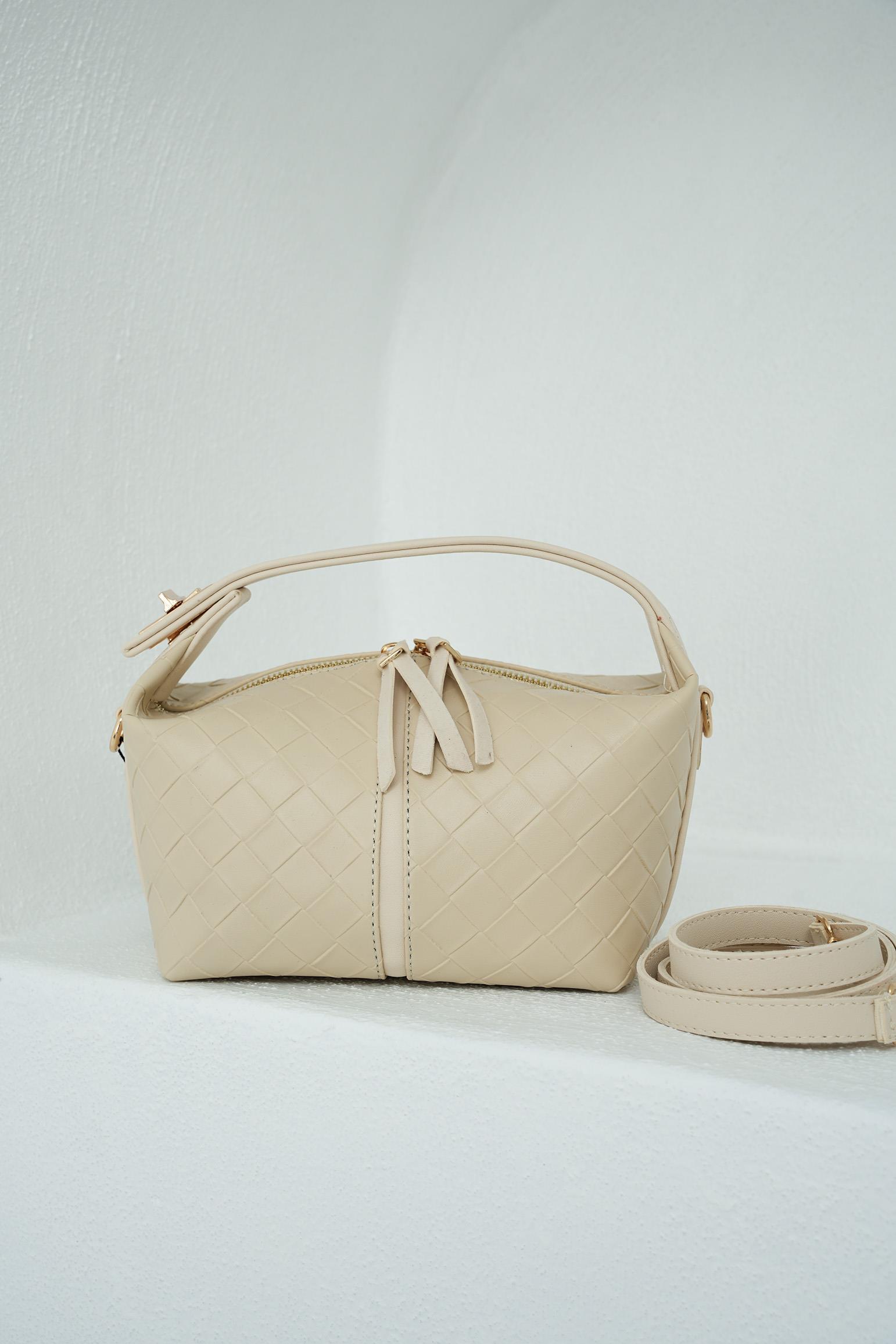 Blake Örgü Desenli El Çantası - KREM