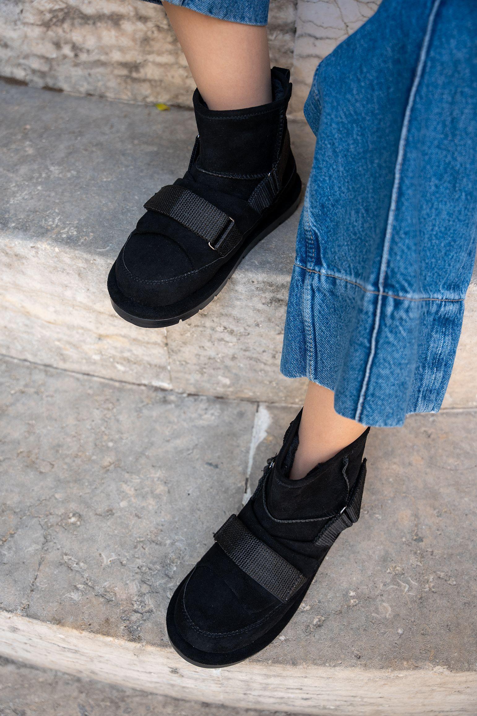 LESCAR SÜET İÇİ KÜRKLÜ BOT - SİYAH