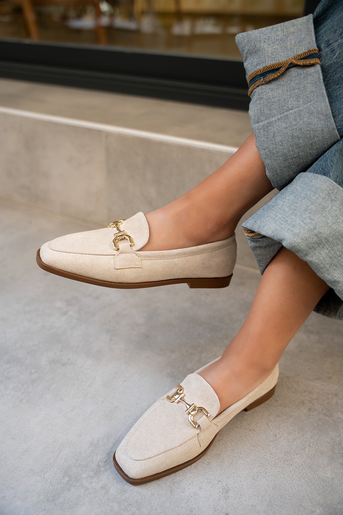 Aloha Gold Detaylı Loafer - BEJ SÜET