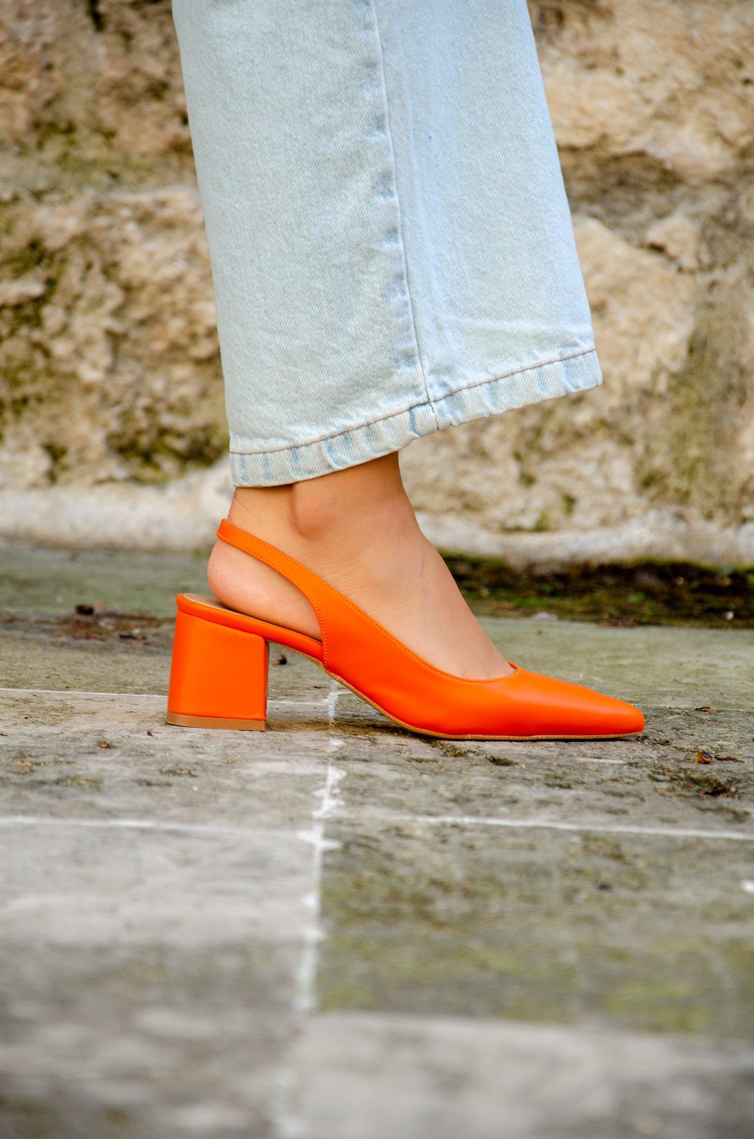 TULİP KALIN TOPUKLU AYAKKABI - TURUNCU