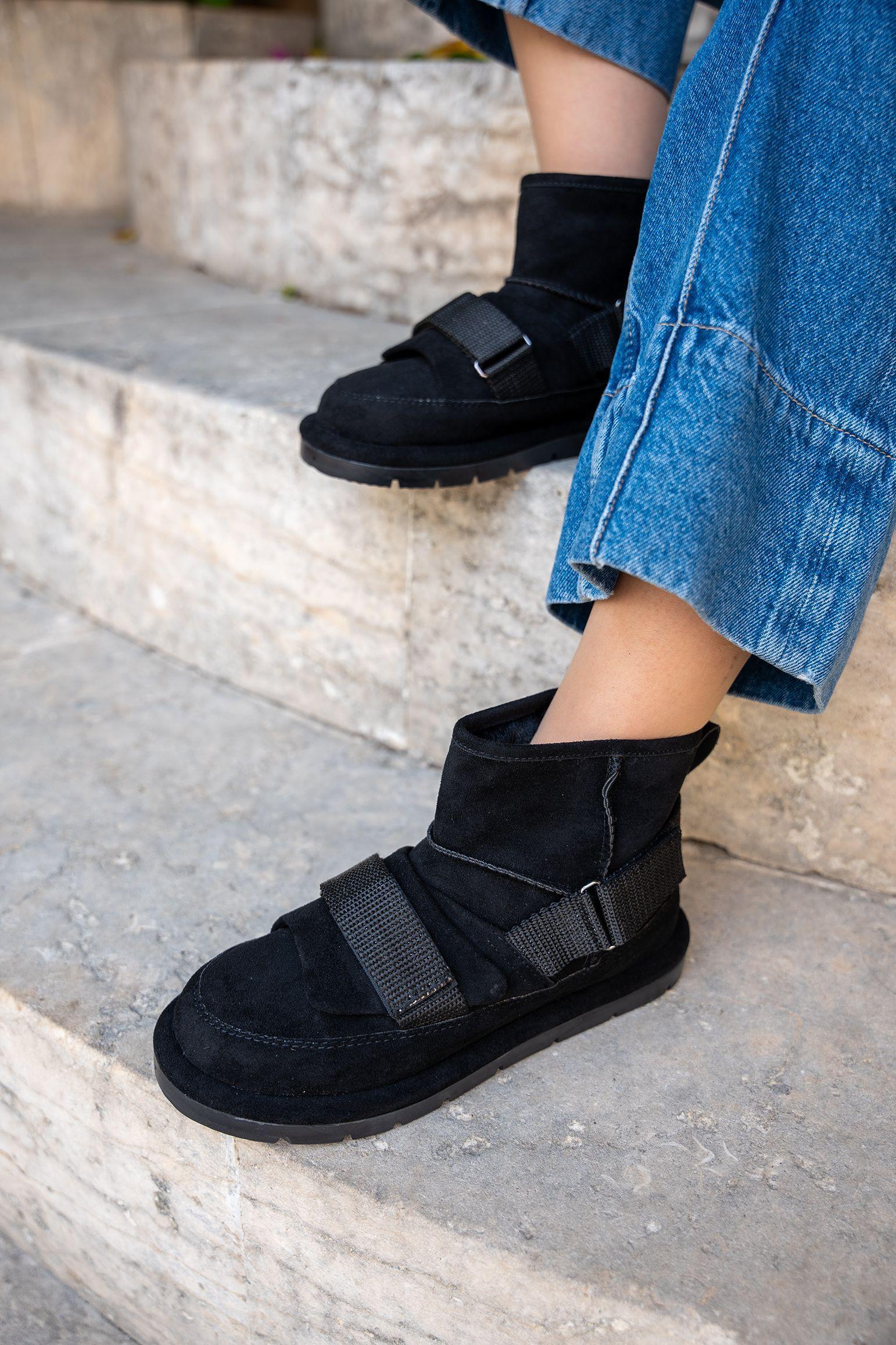 LESCAR SÜET İÇİ KÜRKLÜ BOT - SİYAH