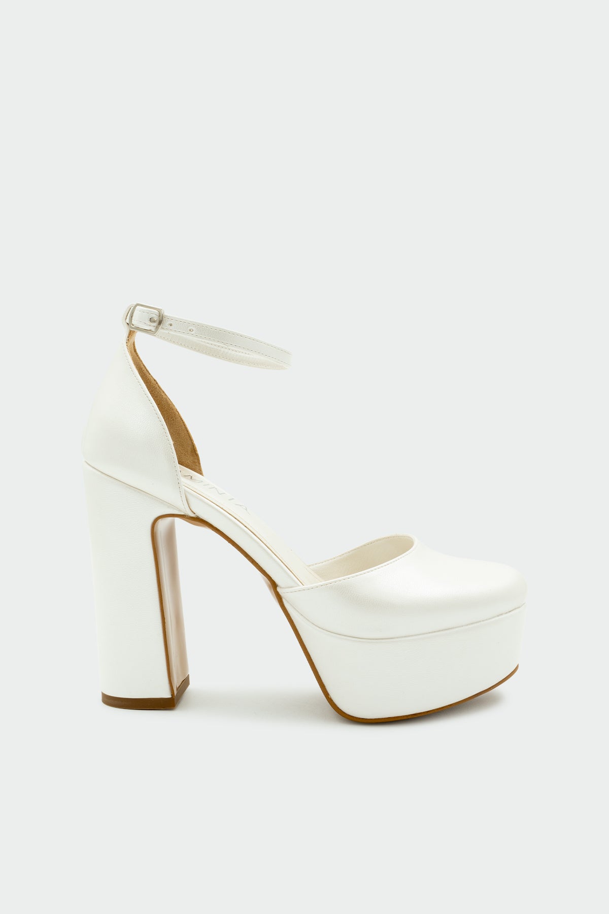 Swank Yuvarlak Burun Düz Kadın Topuklu Ayakkabı - SEDEF BEYAZ