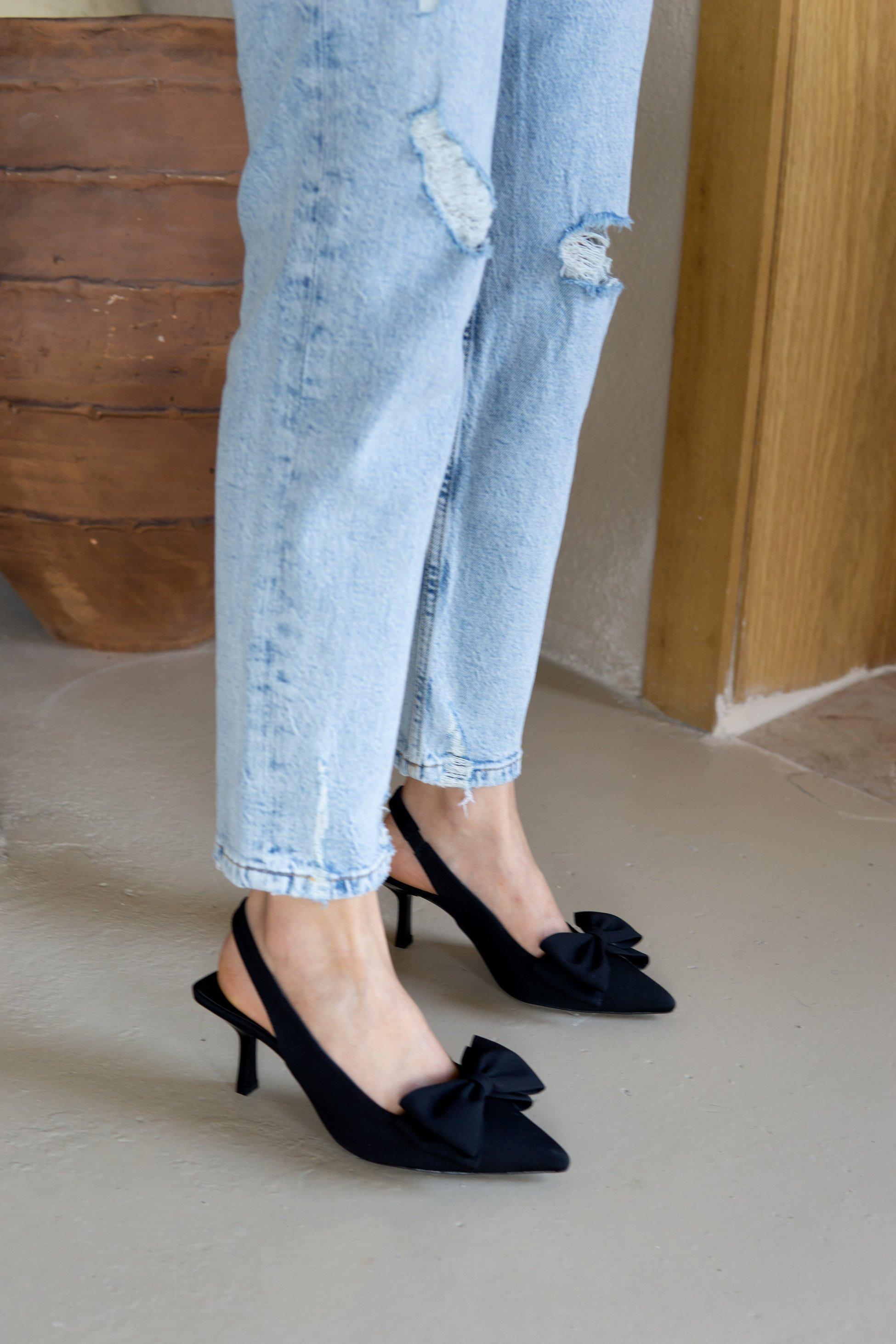 MARİBEL FİYONKLU TOPUKLU AYAKKABI - SİYAH