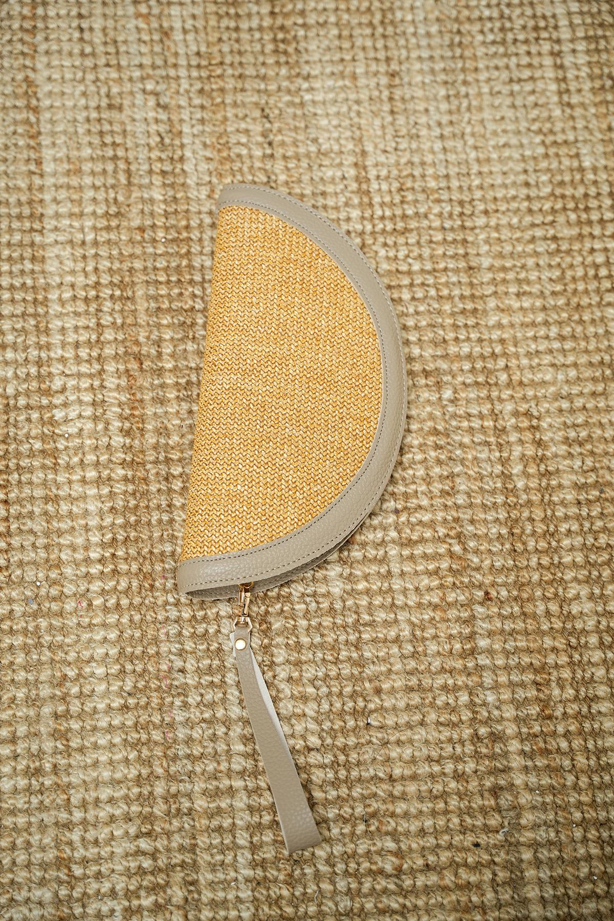 Areyo Hasır Oval Clutch - VİZON