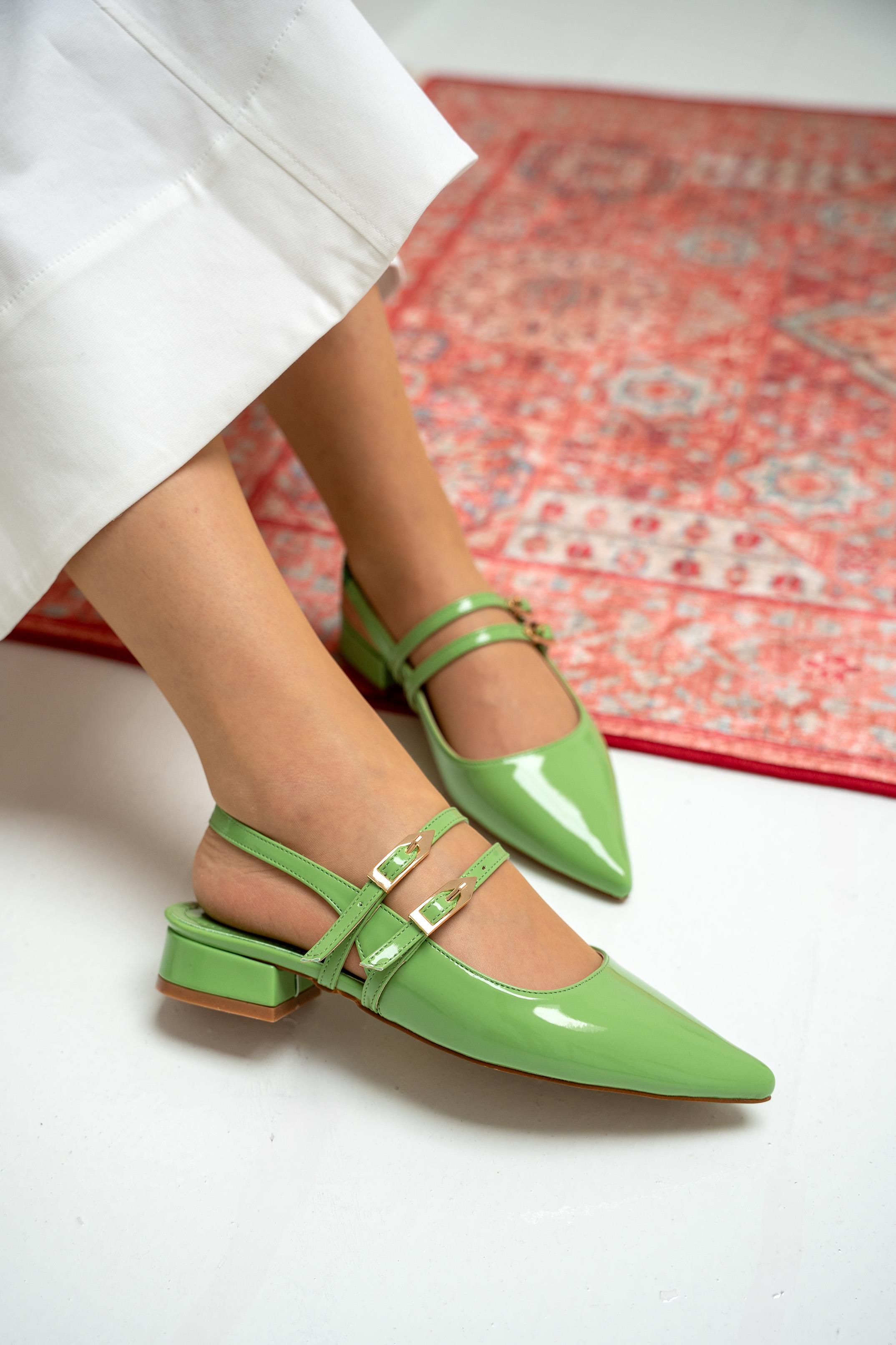 Holly Çift Toka Detaylı Babet - YEŞİL