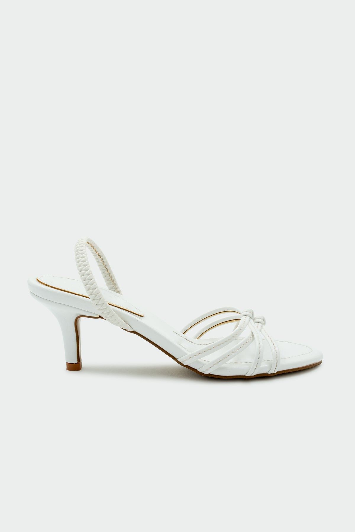 Nesso Düğüm Detaylı Kadın Topuklu Ayakkabı - BEYAZ