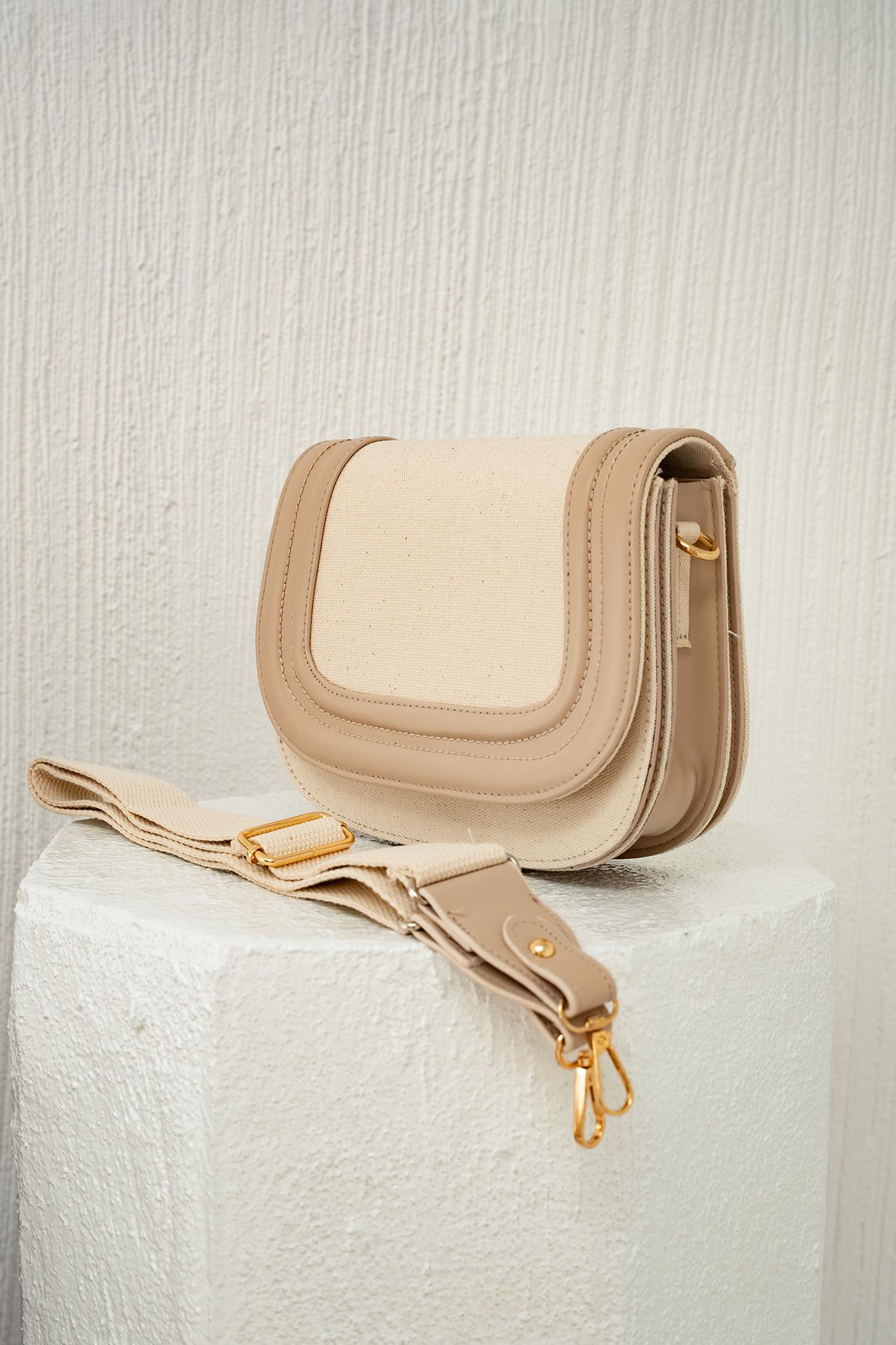 Bella Keten Çapraz Çanta - BEJ