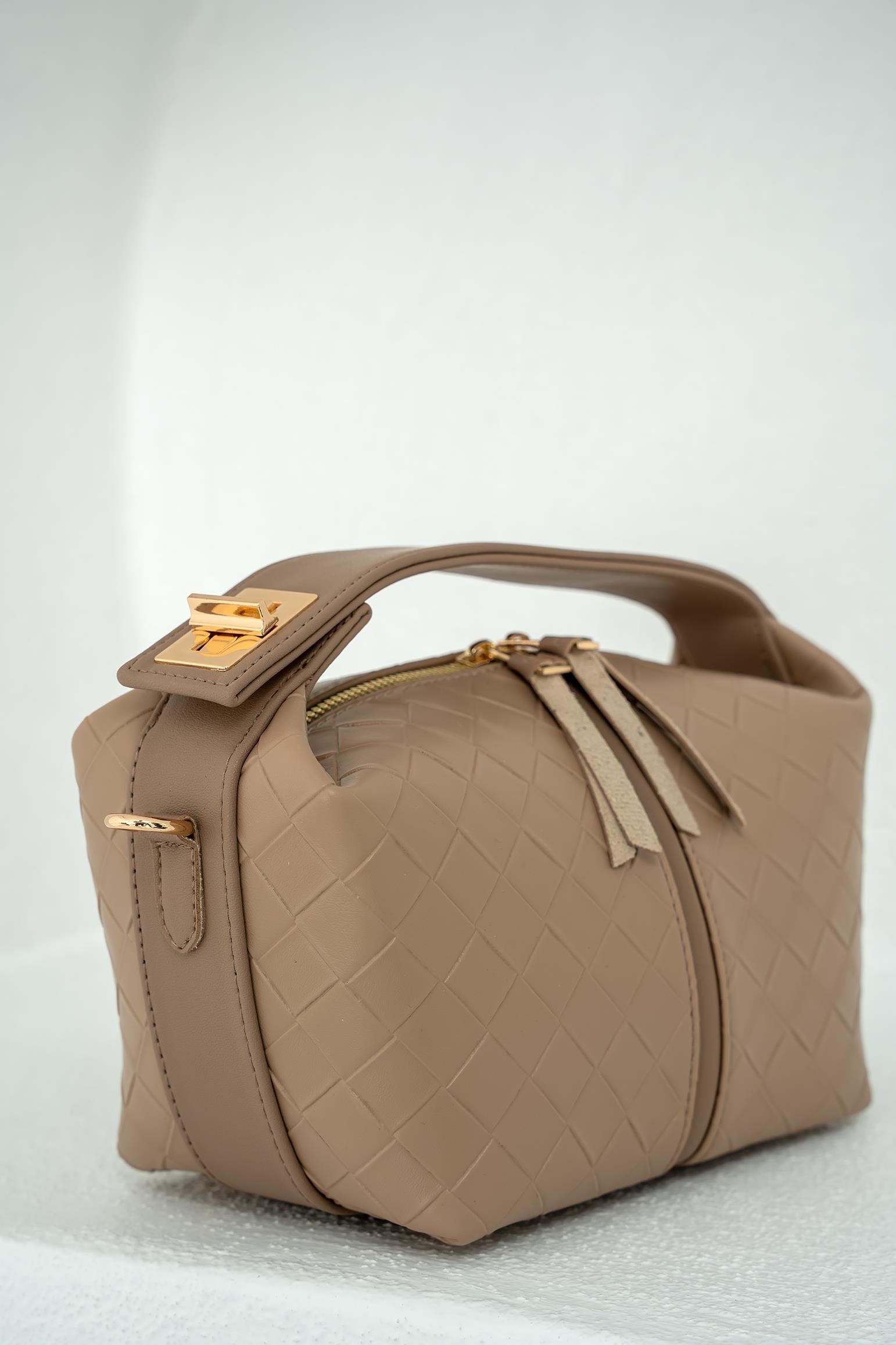 Blake Örgü Desenli El Çantası - VİZON