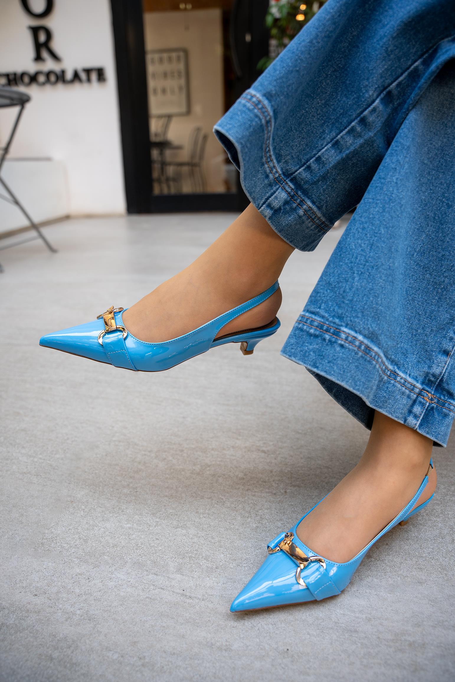 MATSU GOLD DETAYLI RUGAN TOPUKLU AYAKKABI - Mavi