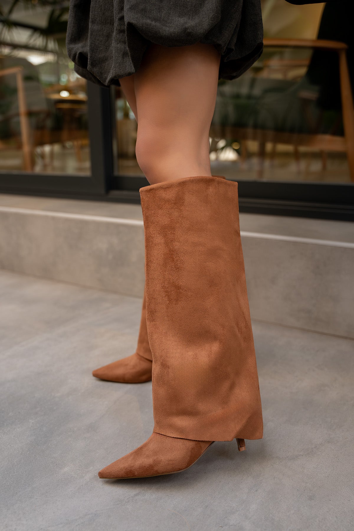 Jerry Tozluk Detaylı Kadın Çizme - TABA SÜET