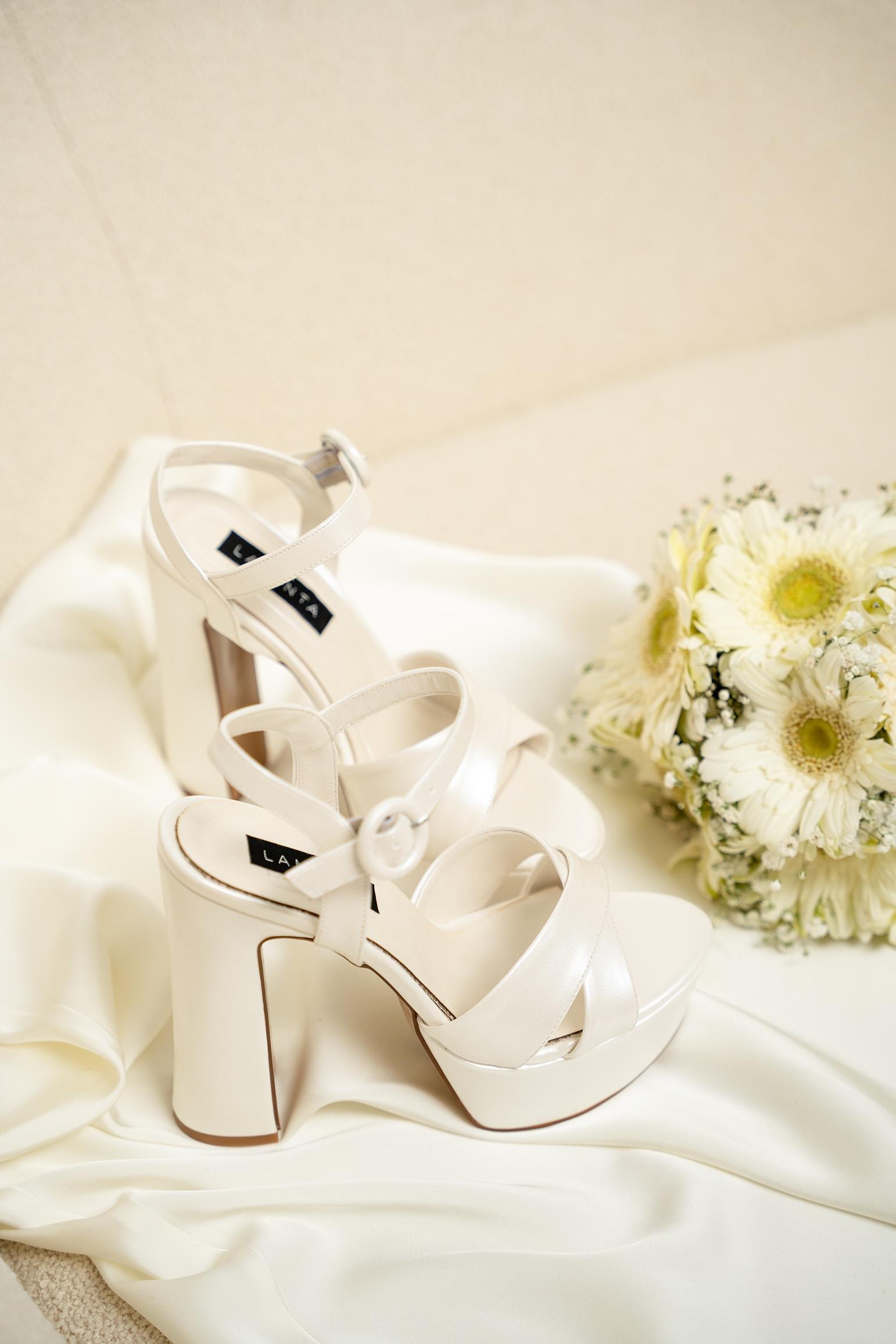 Pamdia Platform Topuk Gelin Ayakkabısı - SEDEF BEYAZ