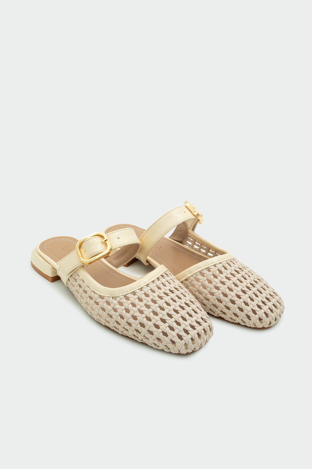 Duca Örgü Detaylı Tokalı Kadın Terlik - EKRU