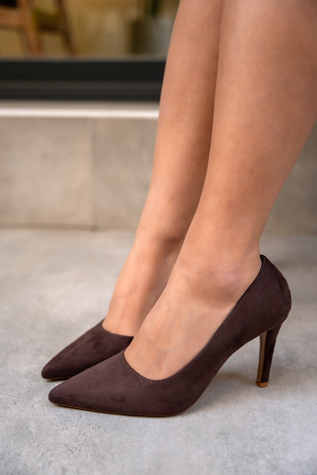 Shia Topuklu Ayakkabı - AcıKahve Süet