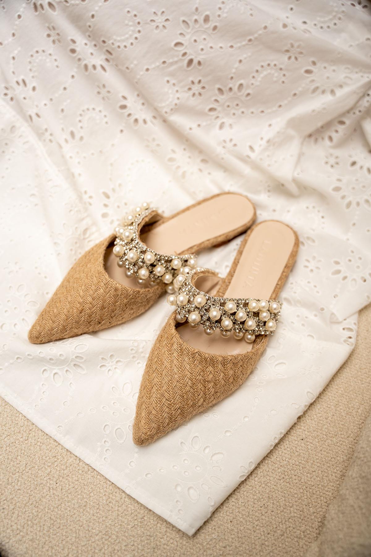 ROSİE TÜVİT DETAYLI TAŞLI TERLİK - HASIR