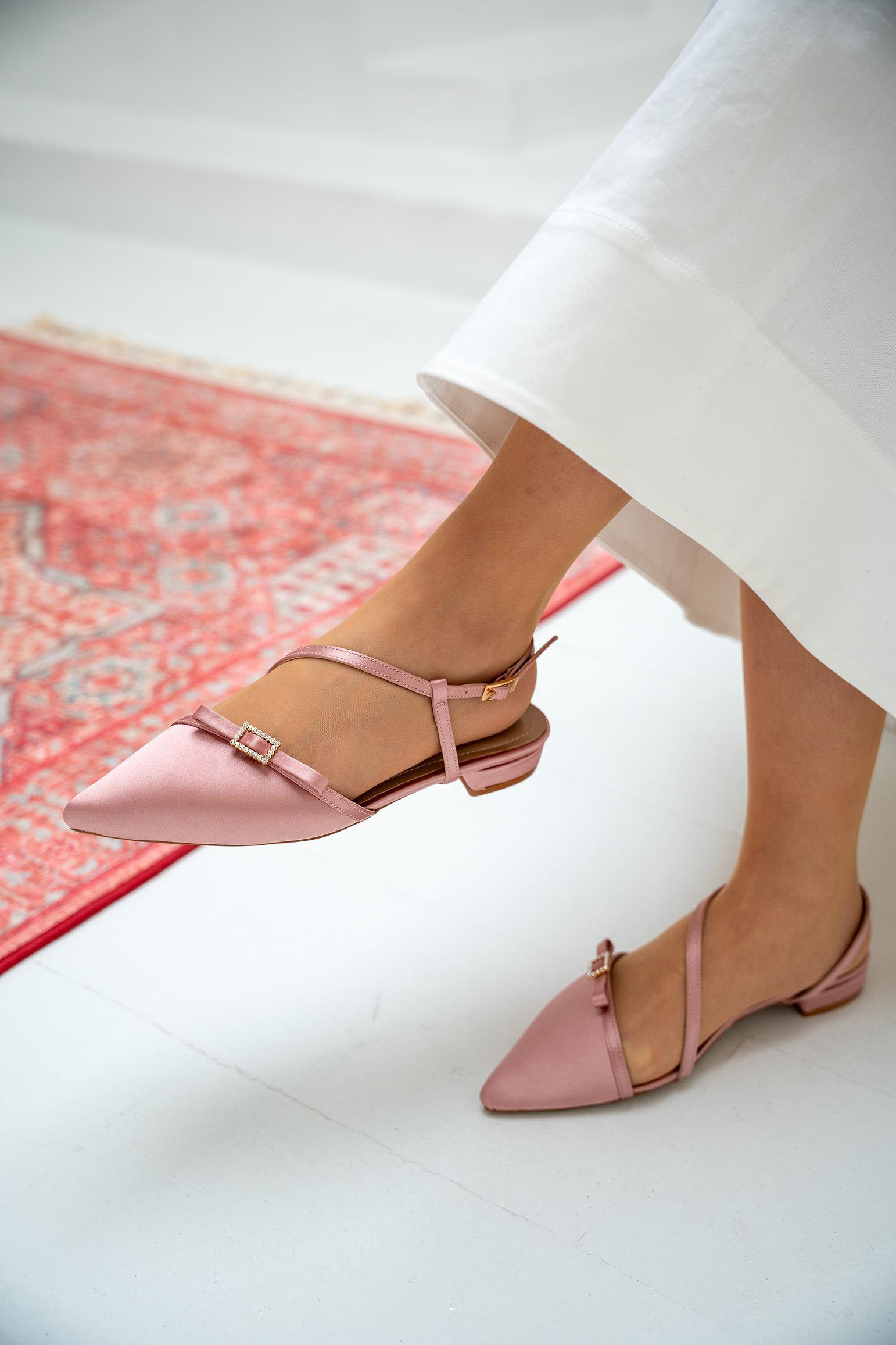 Flipy Taşlı Fiyonklu Babet - PUDRA SATEN