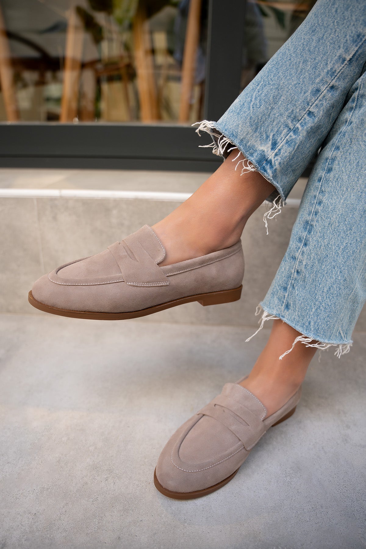 Desna Düz Taban Ayakkabı - VİZON SÜET