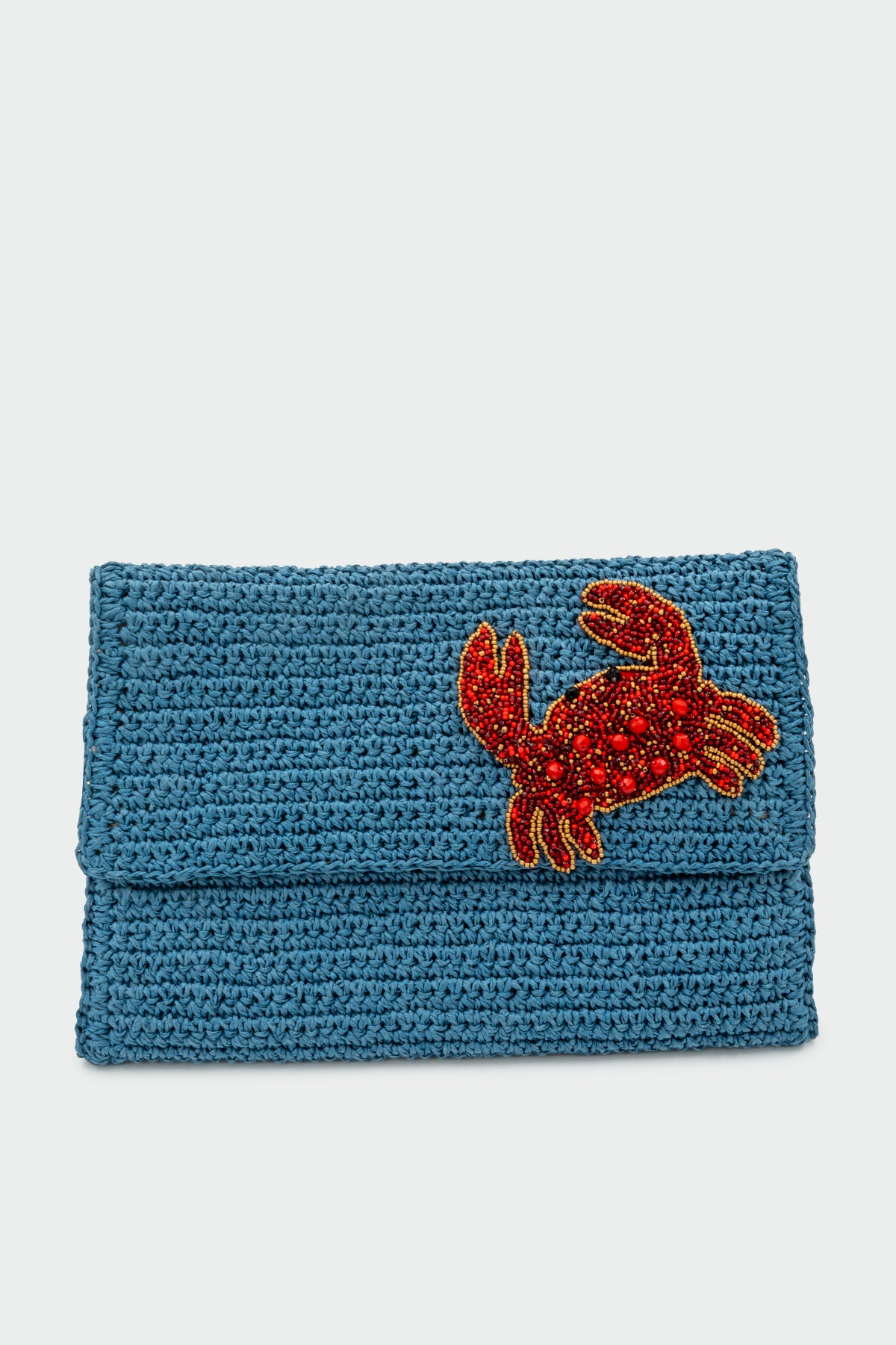 Niose Yengeç Detaylı Hasır Clutch Çanta - Mavi
