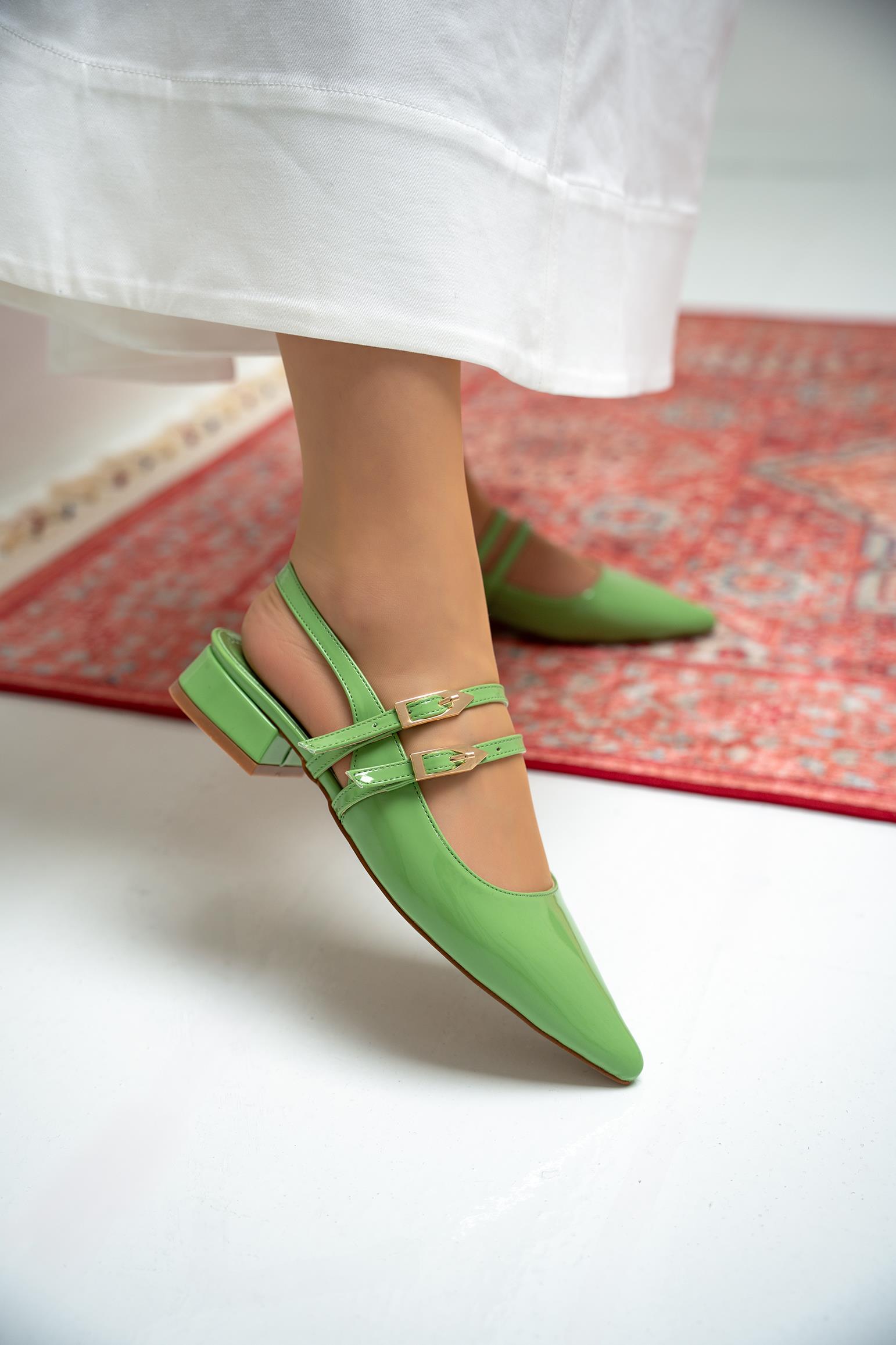 Holly Çift Toka Detaylı Babet - YEŞİL