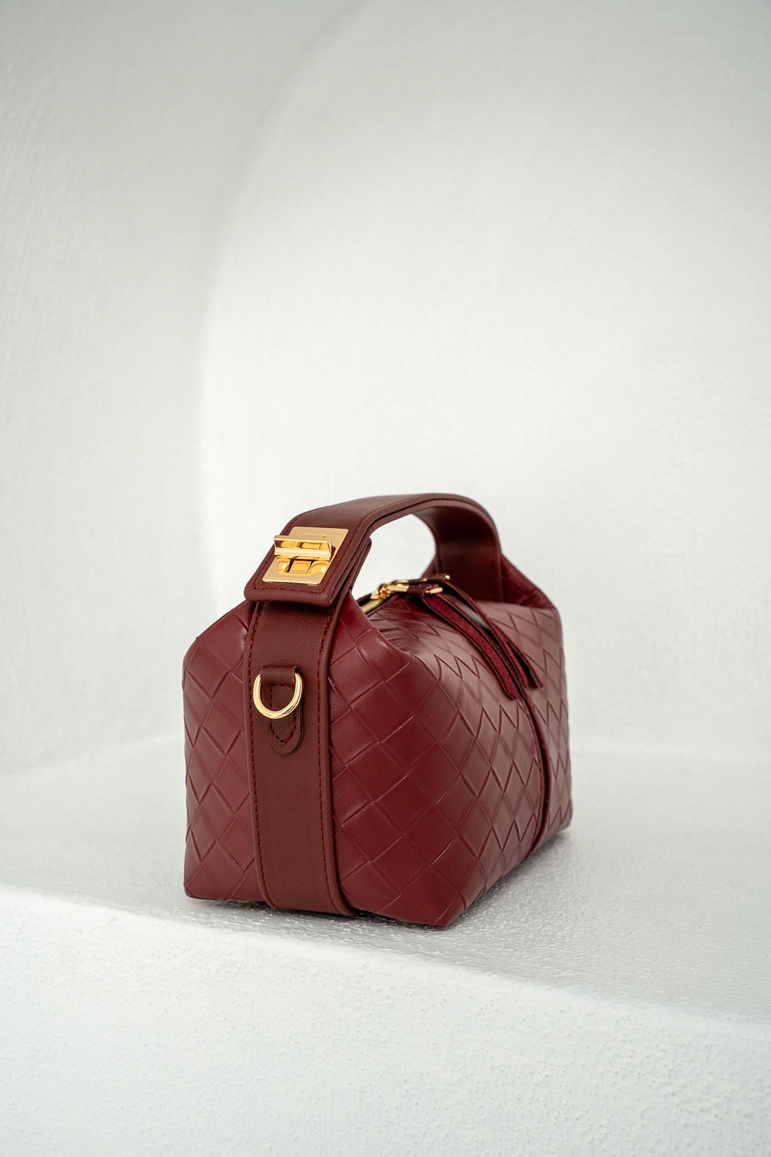 Blake Örgü Desenli El Çantası - BORDO