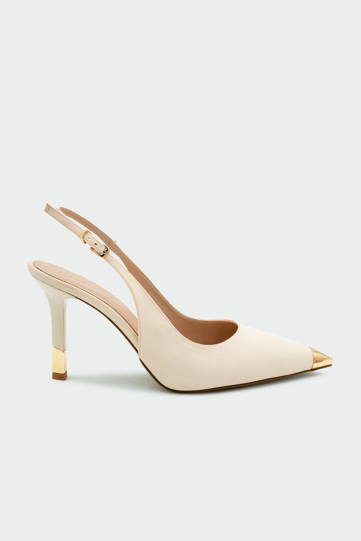 Bolga Burun Ucu Gold Detaylı Kadın Topuklu Ayakkabı - TEN