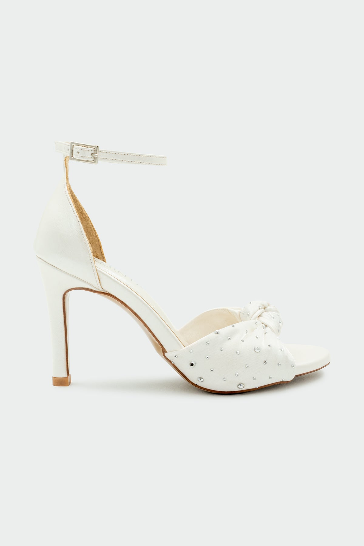 Space Taşlı Düğüm Detaylı Platform Abiye Ayakkabı - BEYAZ