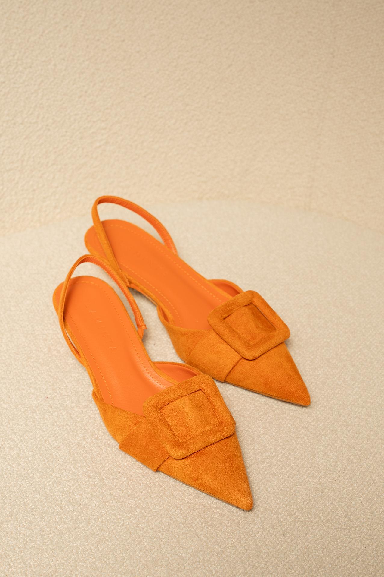 Nicole Tokalı Topuklu Ayakkabı - TURUNCU SÜET