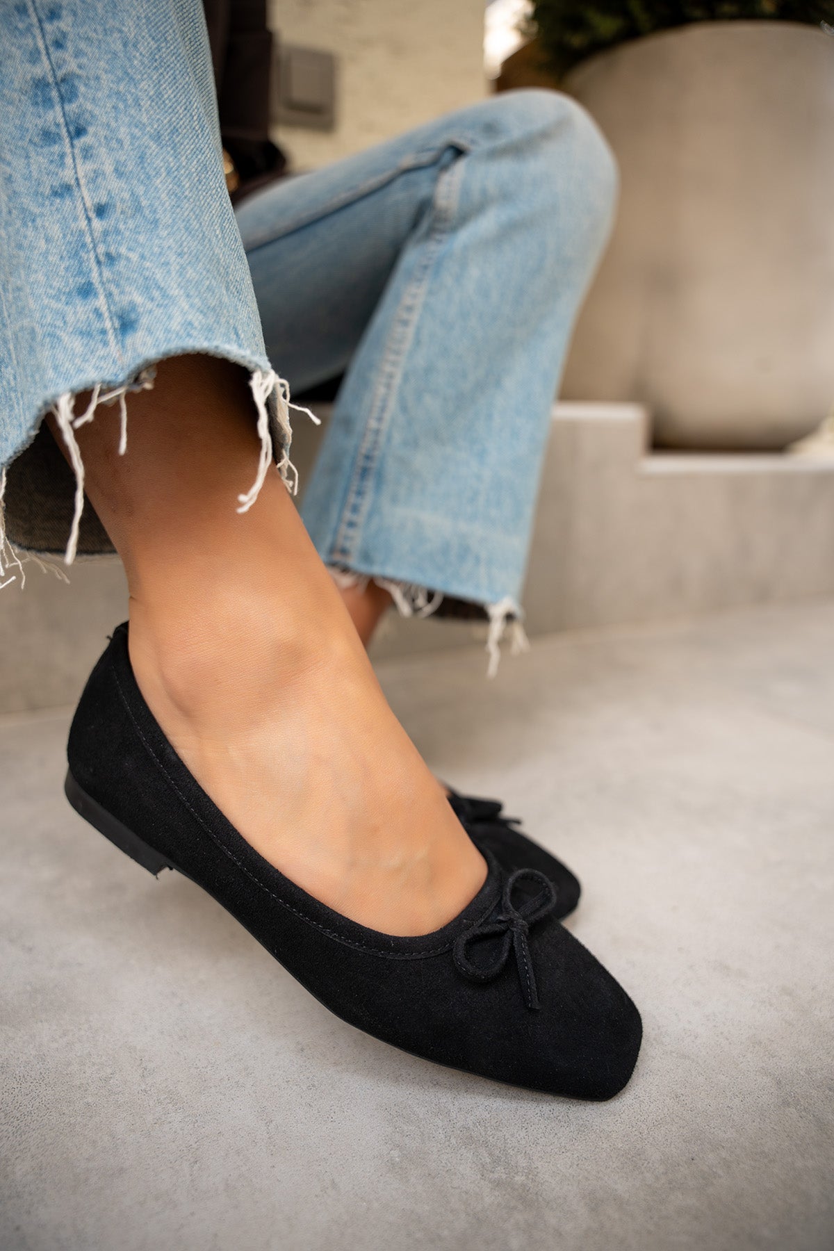 Linda Fiyonk Detaylı Babet - SİYAH SÜET