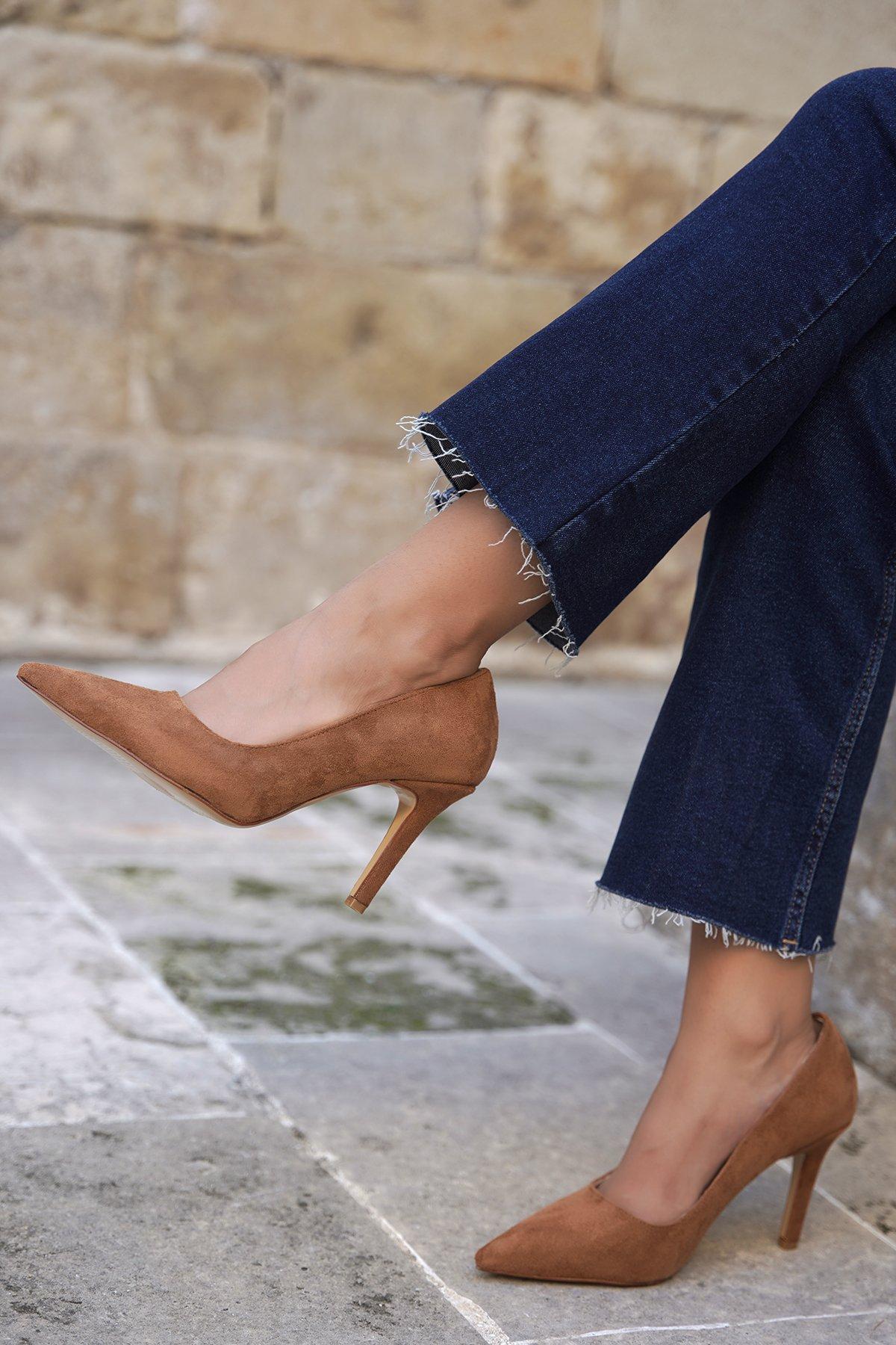 MARLOWE STİLETTO TOPUKLU AYAKKABI - TABA SÜET