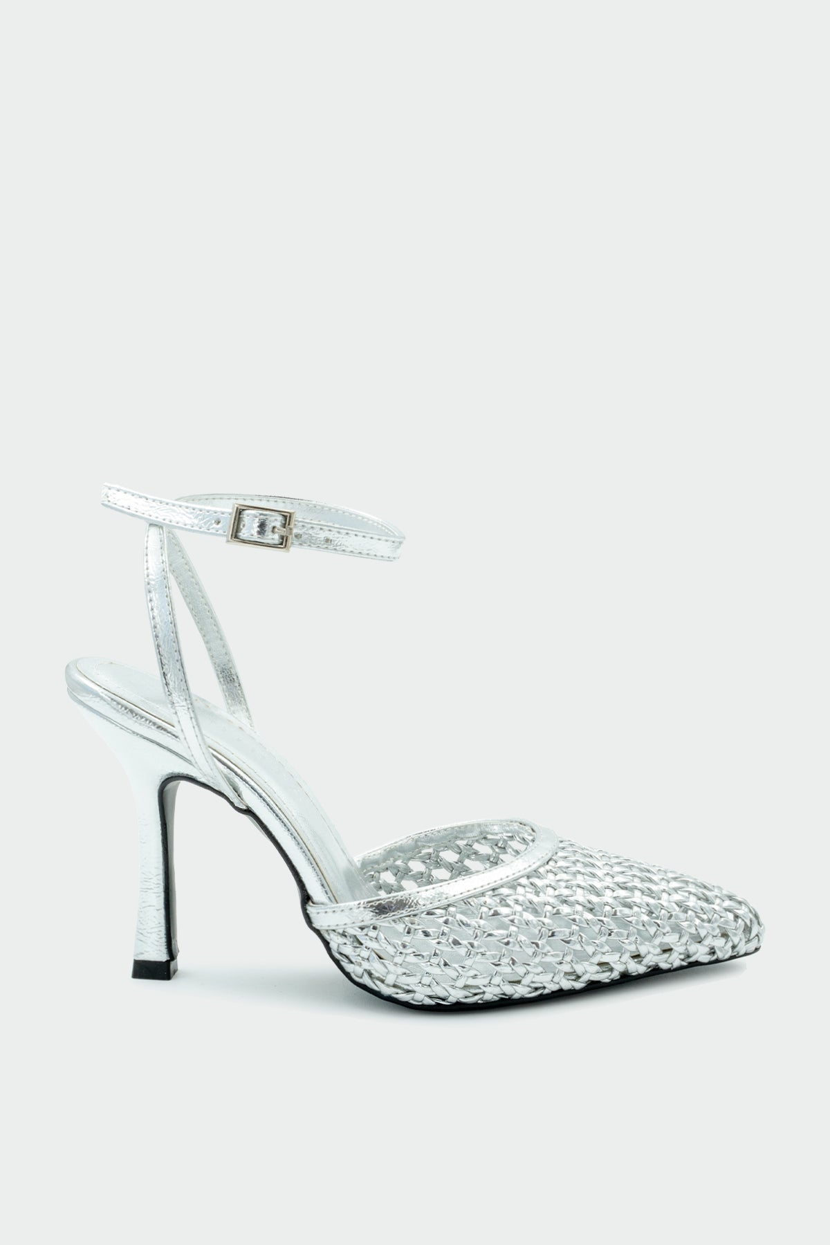 Erich Örgü Detaylı Kadın Topuklu Ayakkabı - Silver