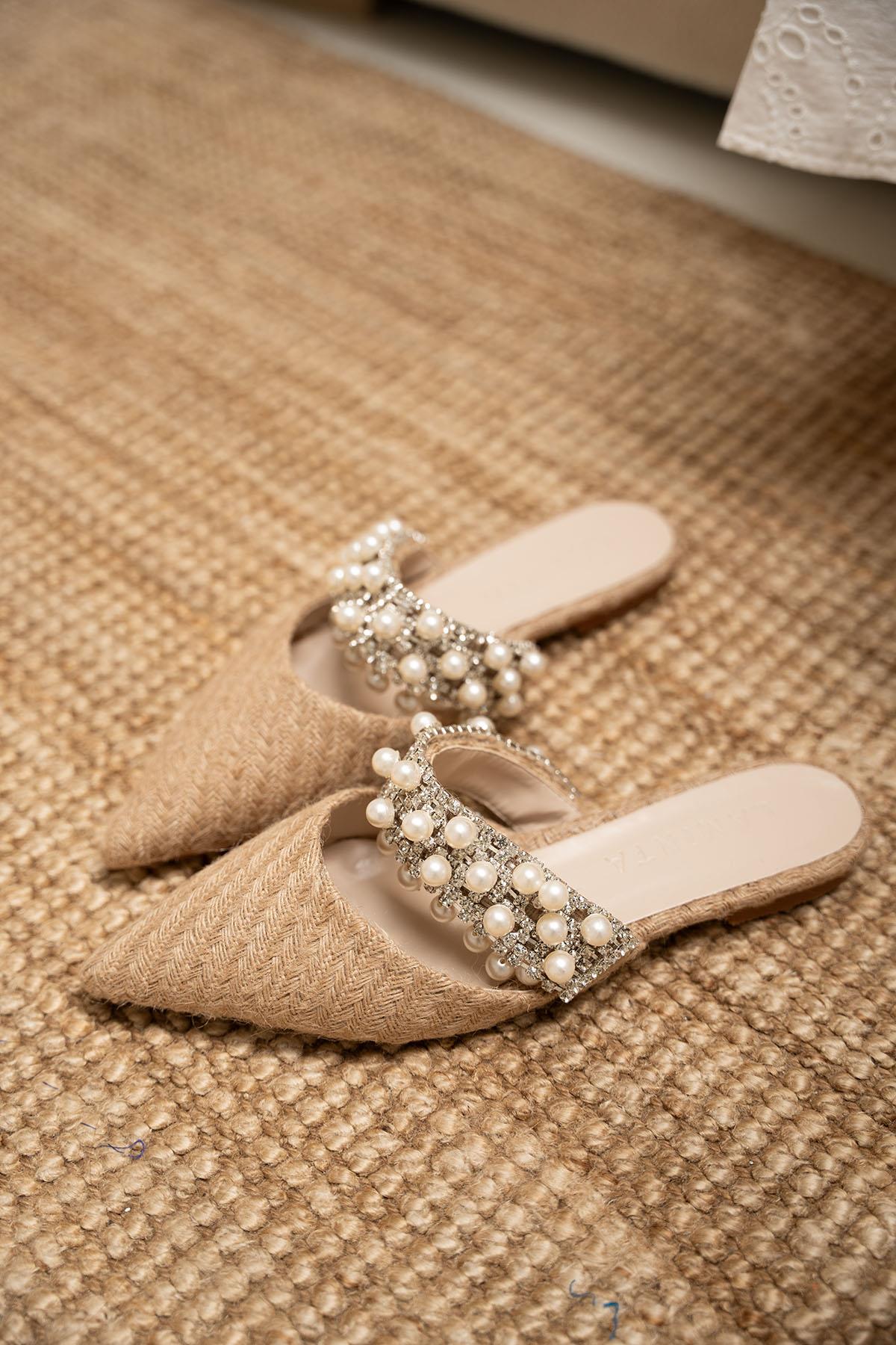 ROSİE TÜVİT DETAYLI TAŞLI TERLİK - HASIR