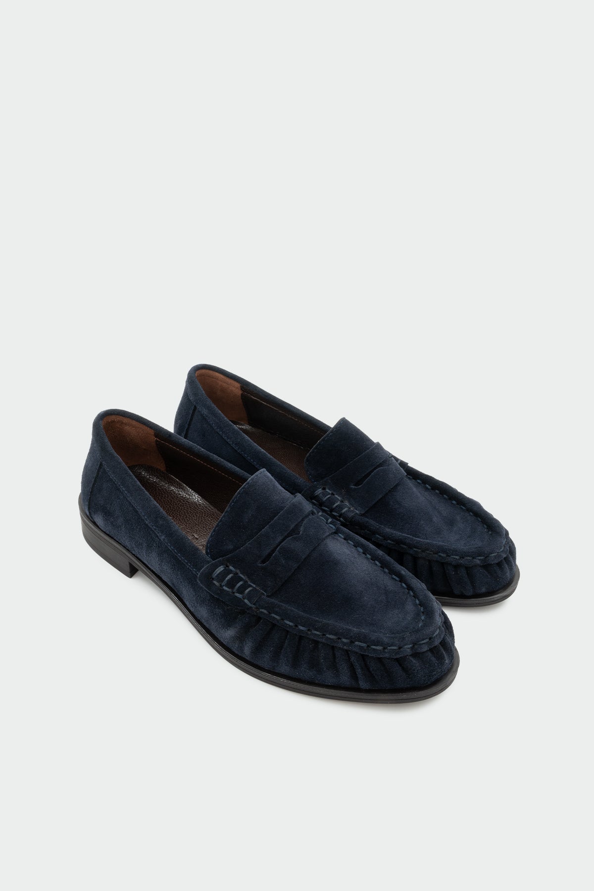 Dipsy Dikiş Detaylı Hakiki Deri Kadın Loafer - Lacivert Süet