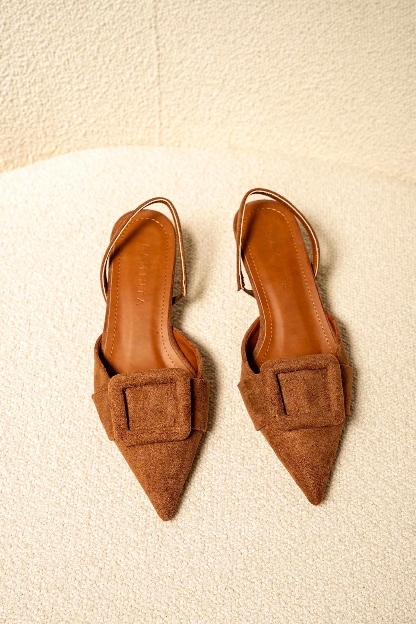 Nicole Tokalı Topuklu Ayakkabı - TABA SÜET