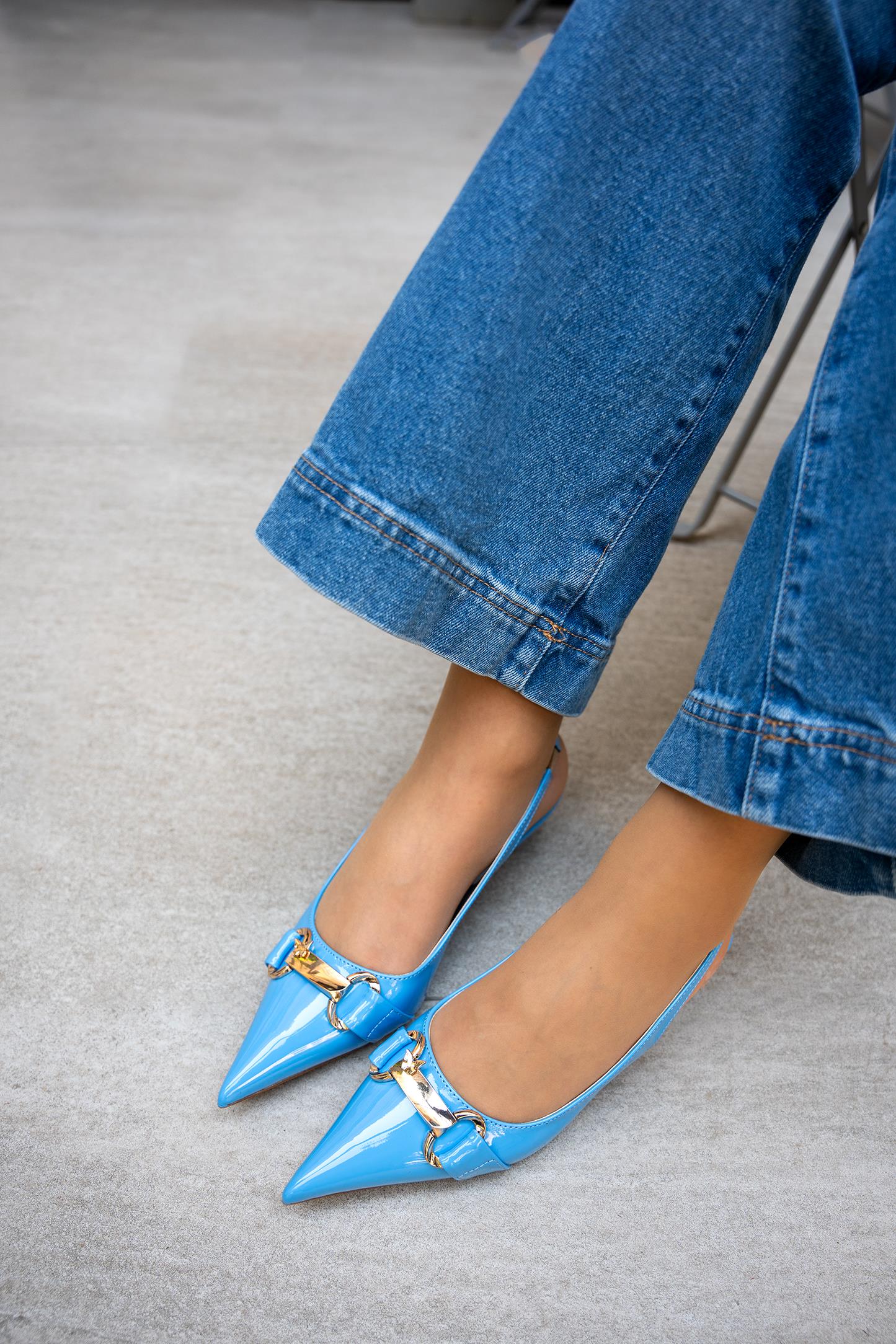 MATSU GOLD DETAYLI RUGAN TOPUKLU AYAKKABI - Mavi