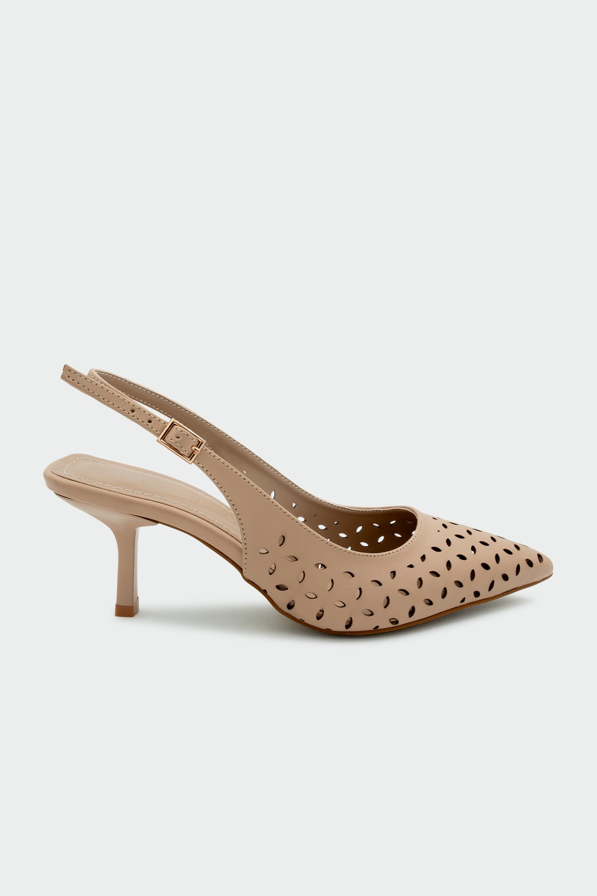 Punch Lazer Kesim Kadın Topuklu Ayakkabı - NUDE