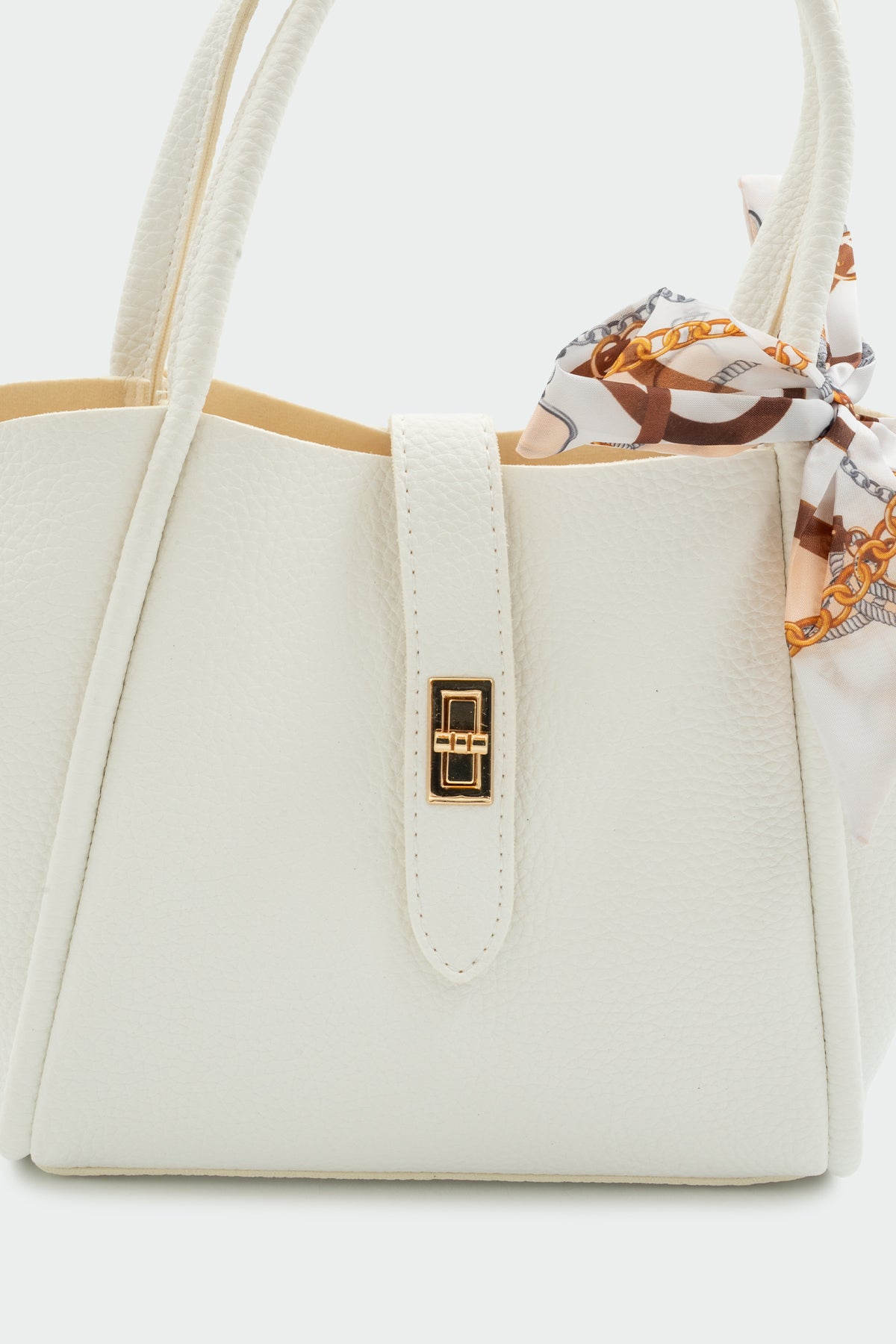 Raga Fular Aksesuarlı Kadın Kol Çantası - BEYAZ