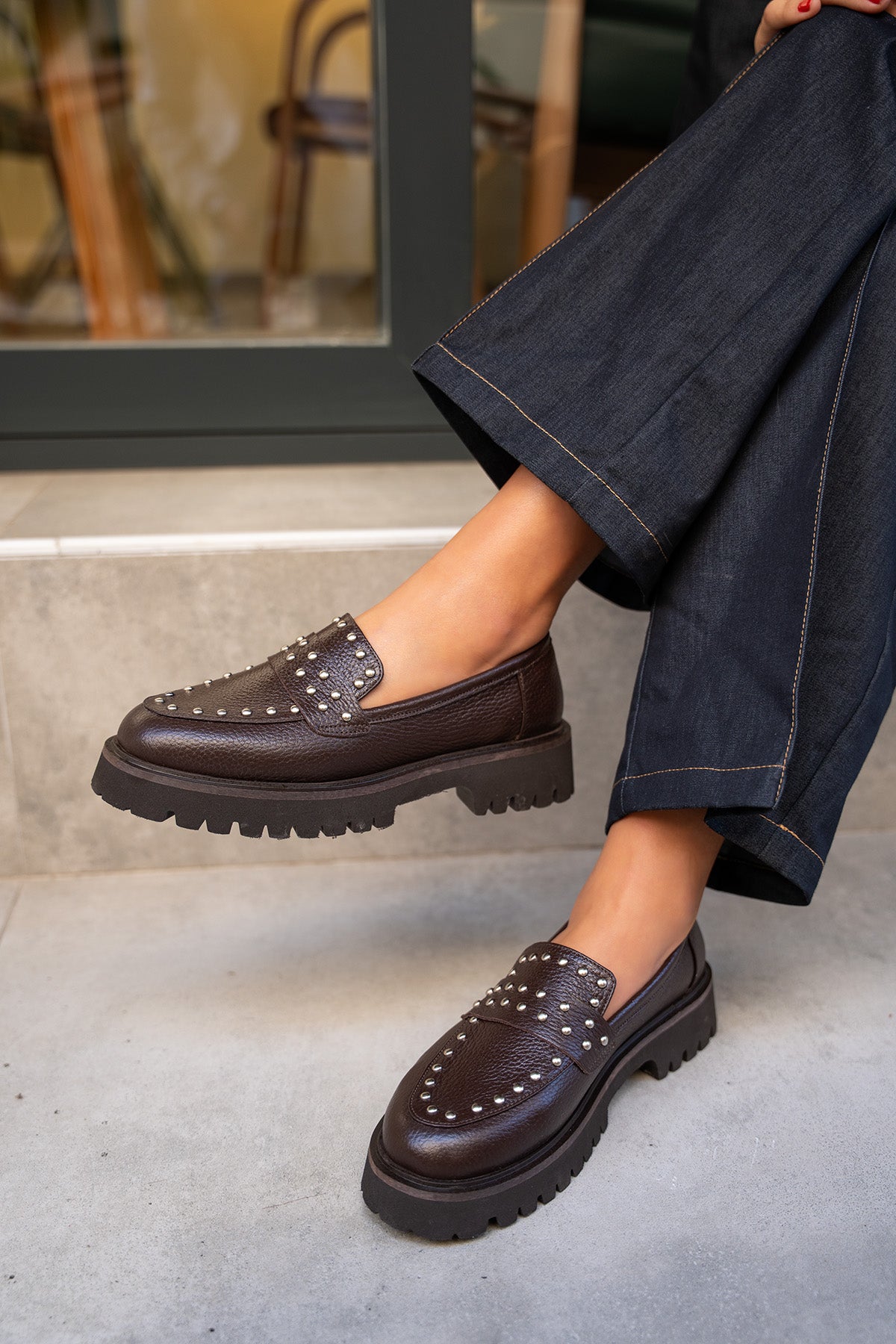 Sorley Troklu Hakiki Deri Loafer - ACI KAHVE