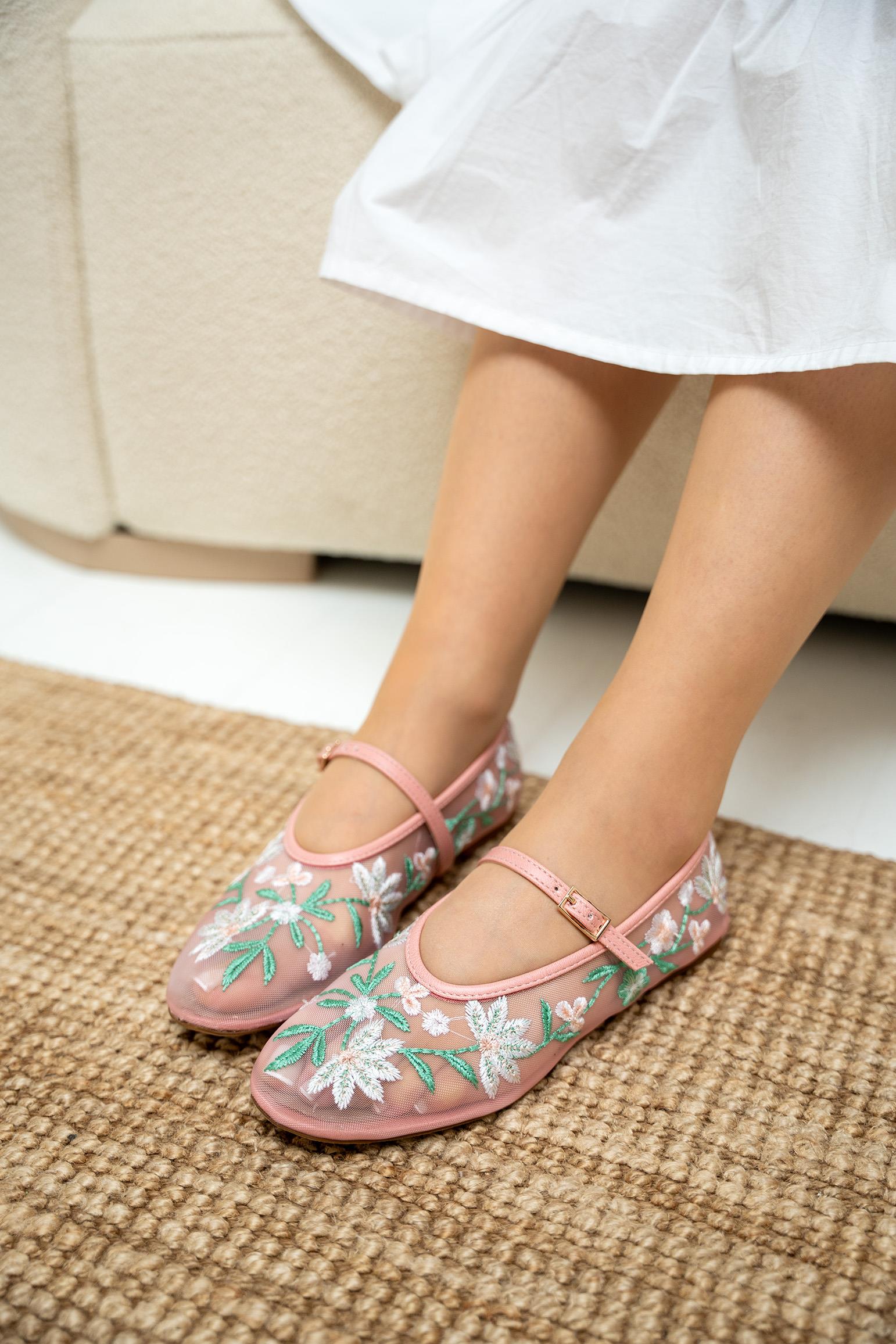 Lalu Nakış İşlemeli Babet - ŞEKER PEMBE