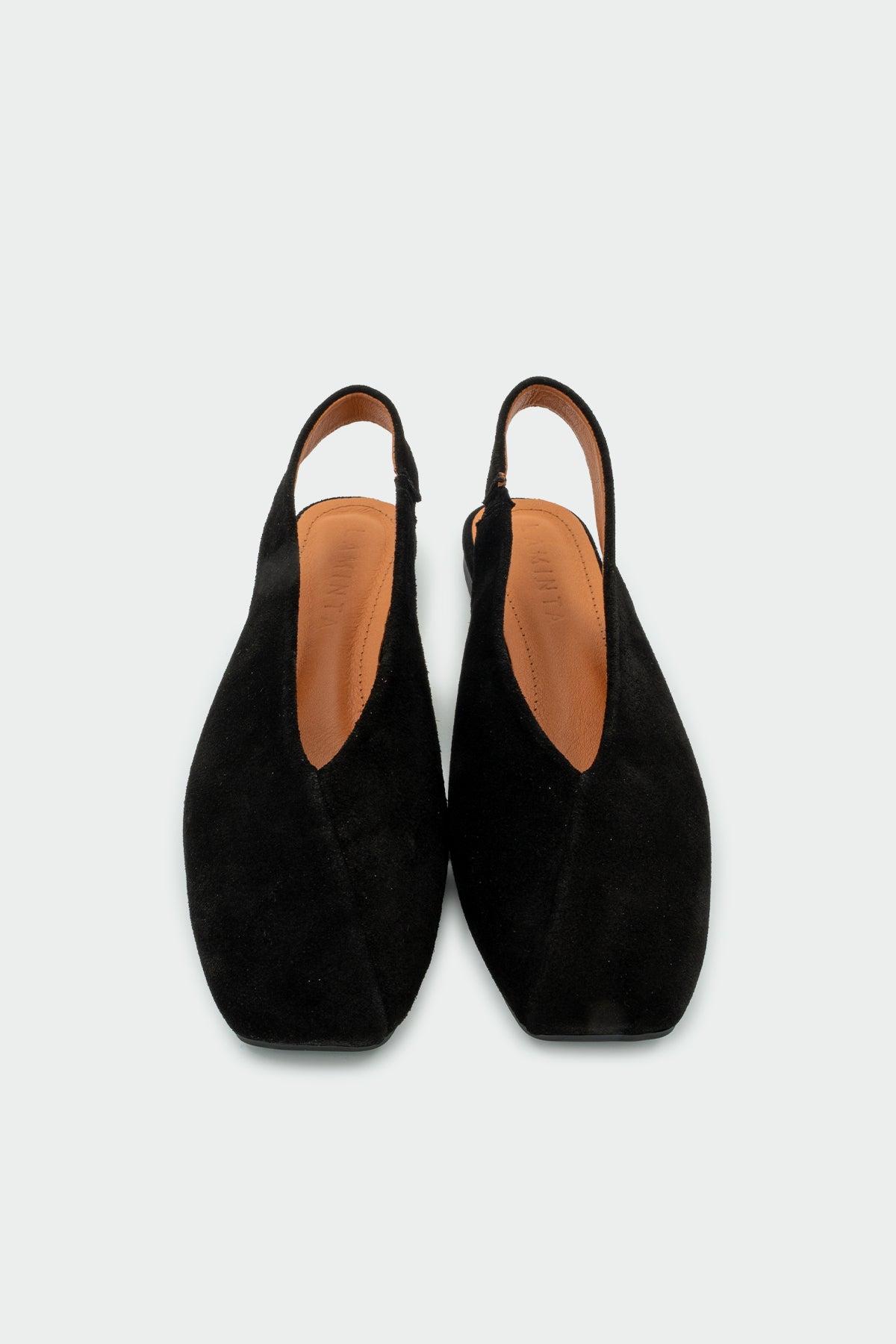 Lupita Asimetrik Kesim Hakiki Deri Kadın Düz Babet - SİYAH