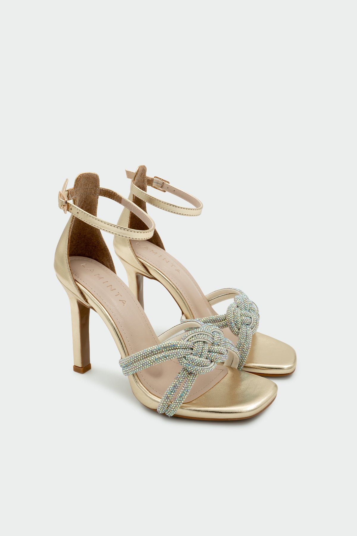 Guide Taşlı Düğüm Detaylı Kadın Topuklu Ayakkabı - GOLD