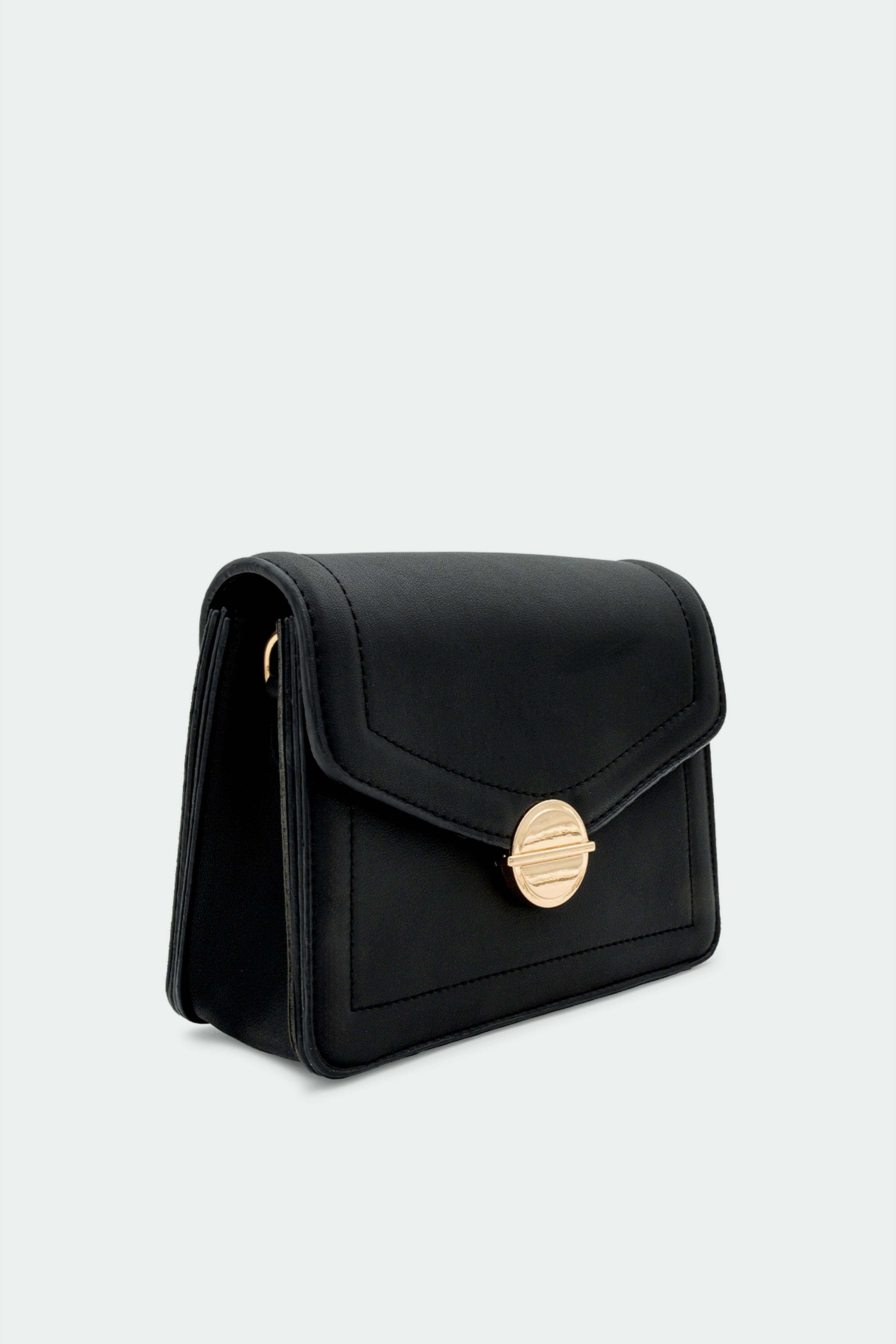 Lona Gold Aksesuarlı Çapraz Çanta - SİYAH