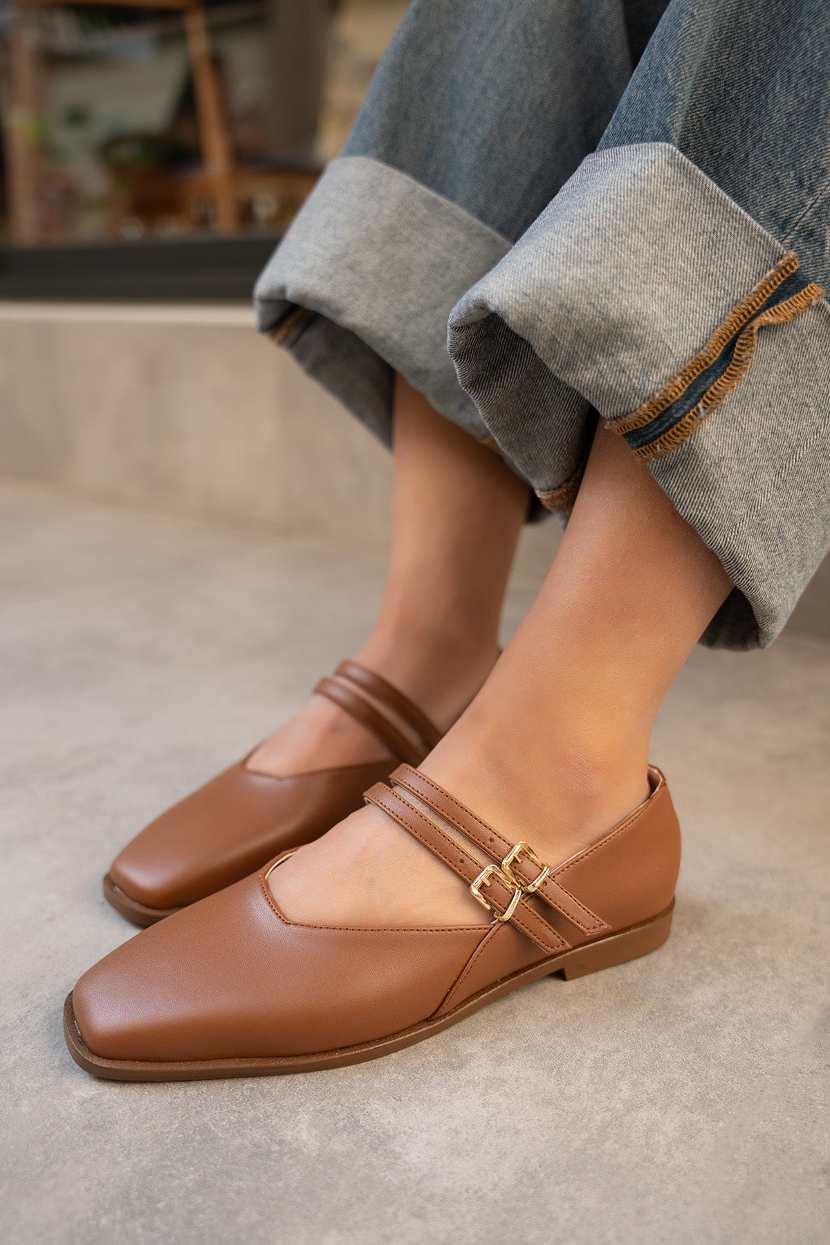 Jadon Çift Toka Detaylı Babet - TABA DERİ