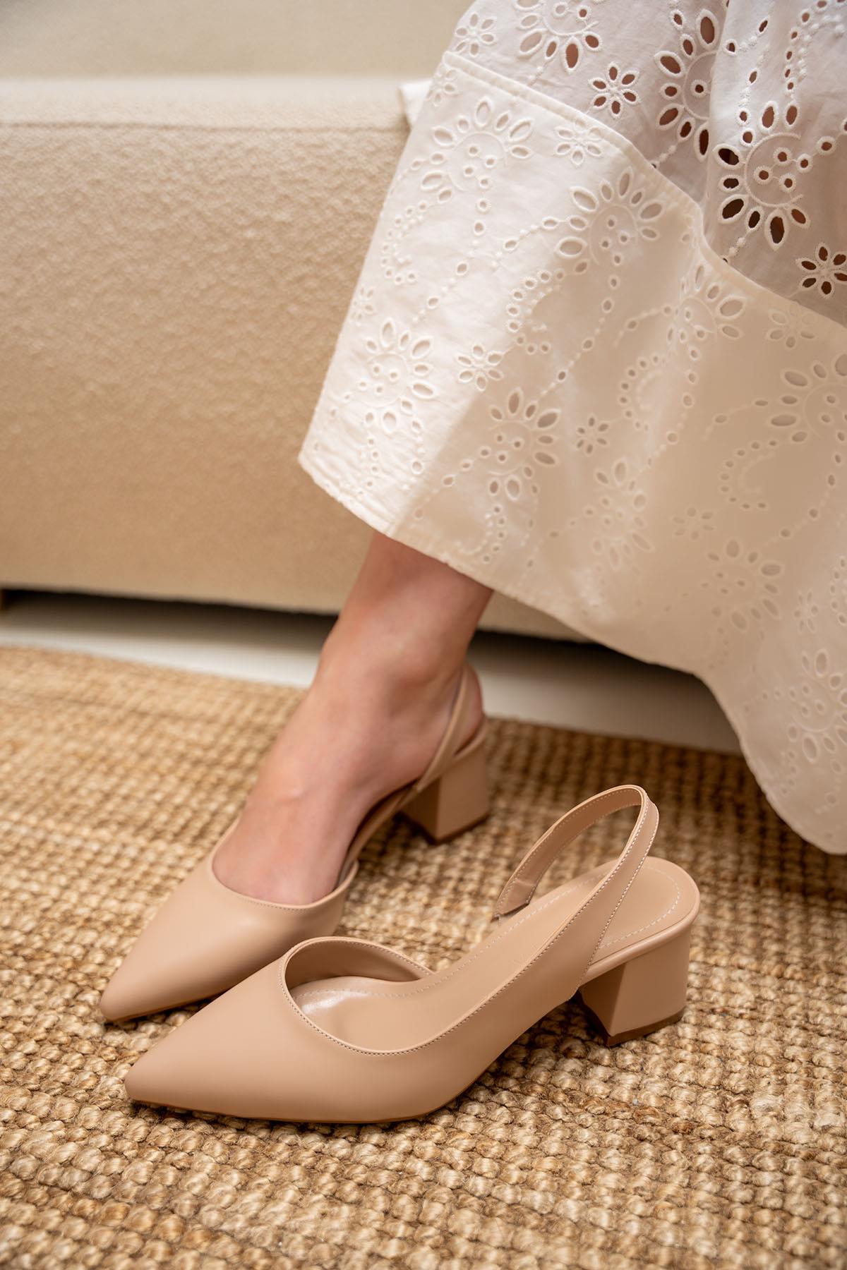 TULİP KALIN TOPUKLU AYAKKABI - TEN