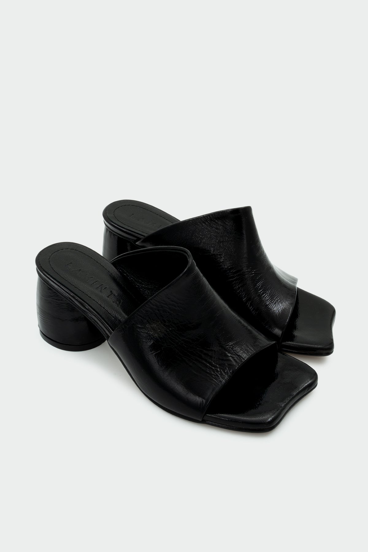 Pinok Asimetrik Kesim Hakiki Deri Kadın Topuklu Terlik - SİYAH